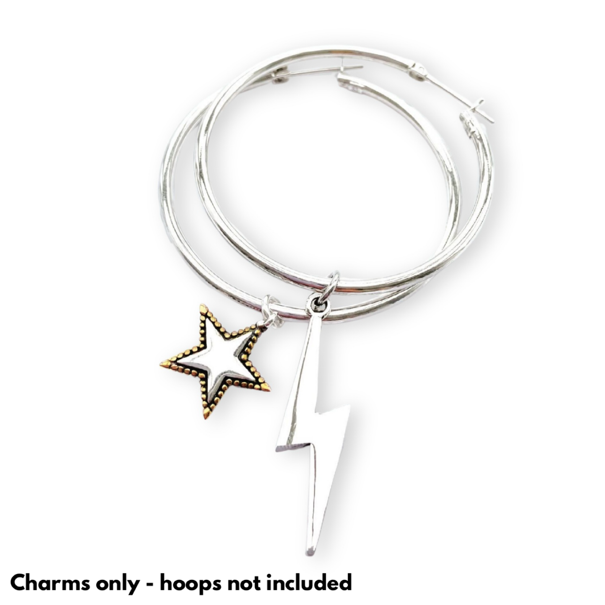 Large Hoop Charm set - Bowie silver & gold