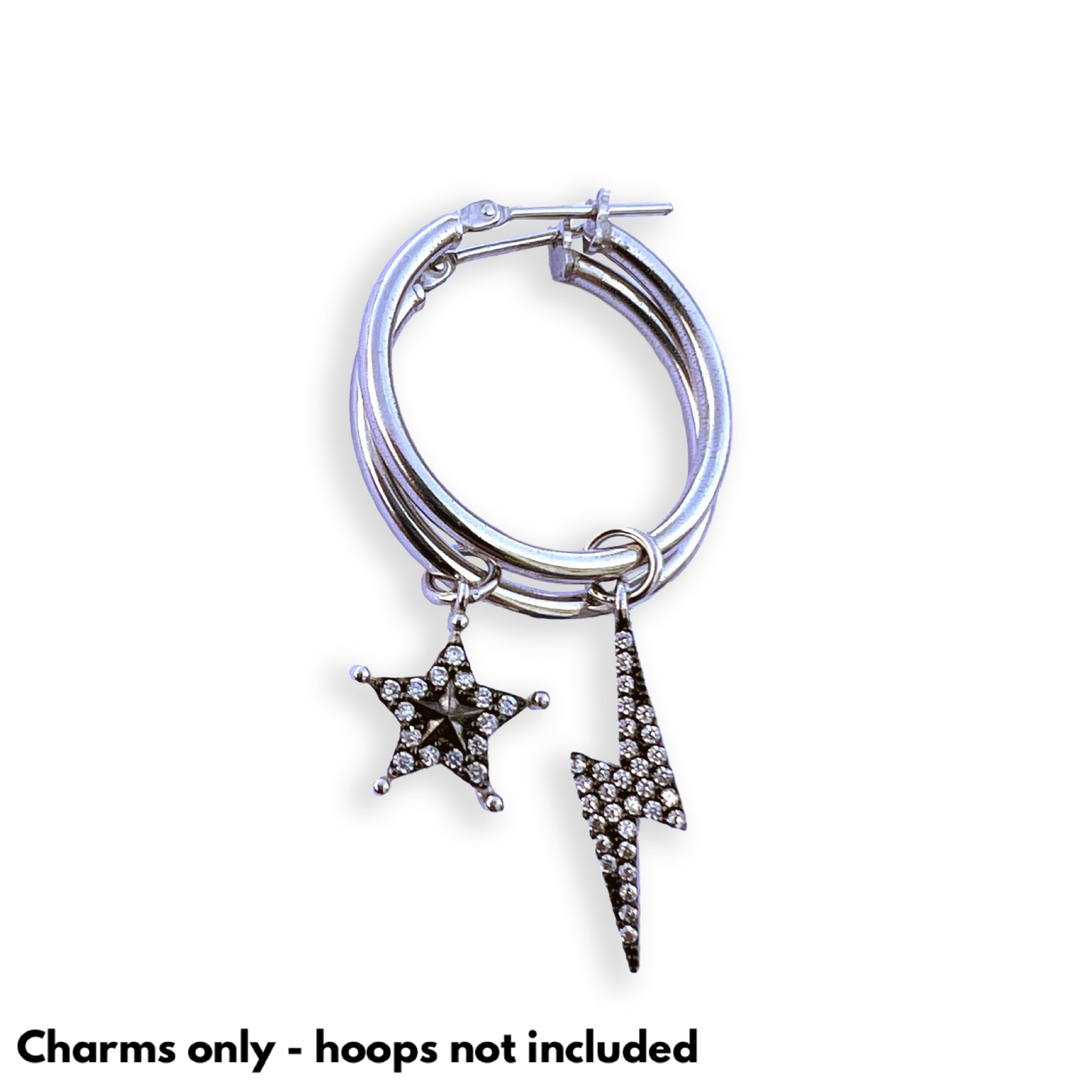 Small Hoop Charms - Starburst diamanté