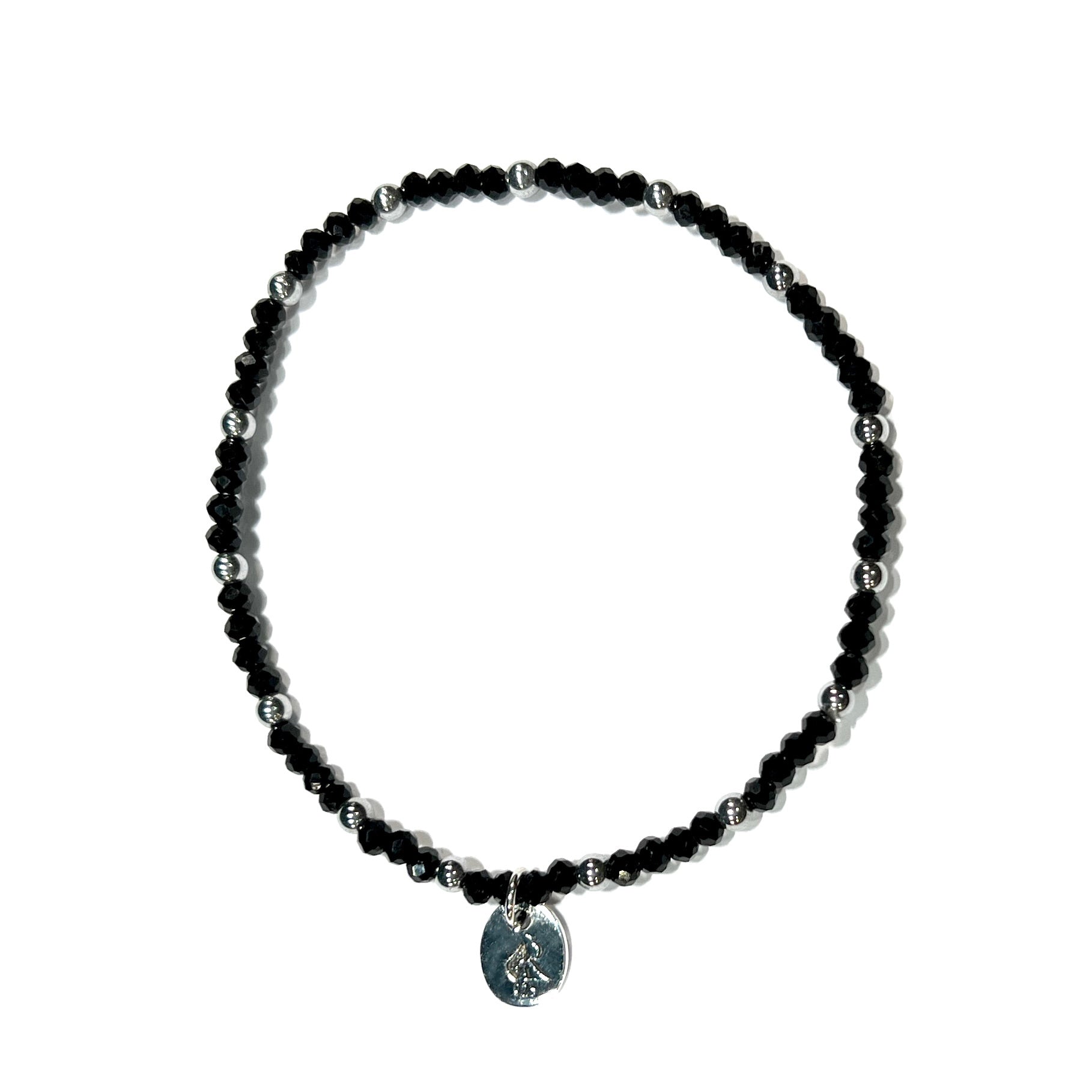 Midnight Stretch Bracelet - Black & Silver