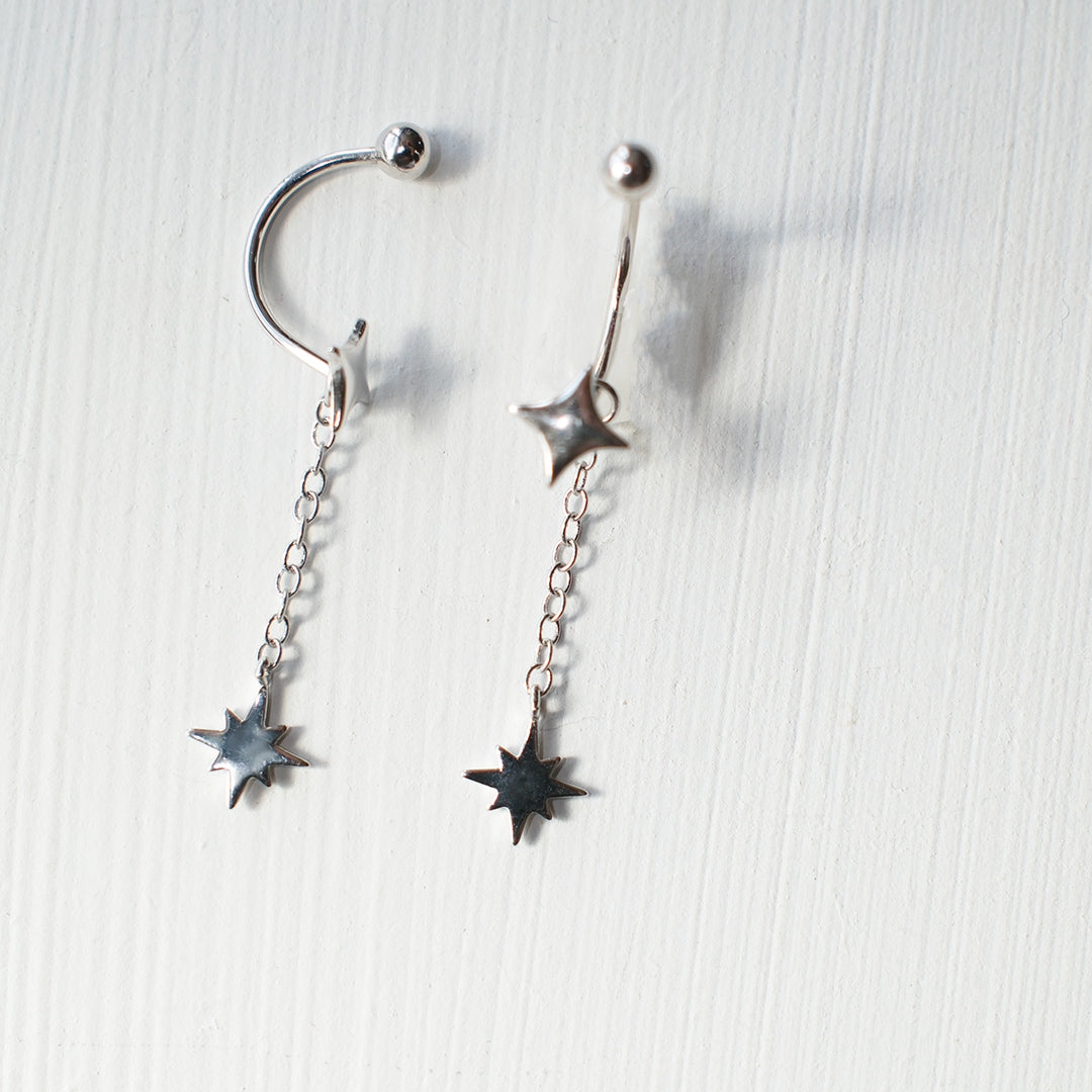 Silver Celestial Barbell earrings
