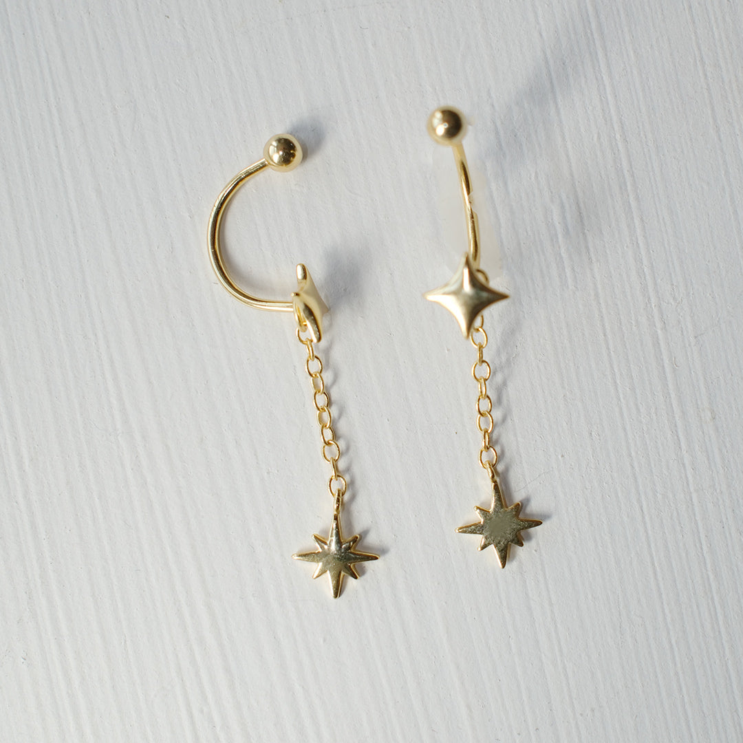 Gold Celestial Barbell earrings