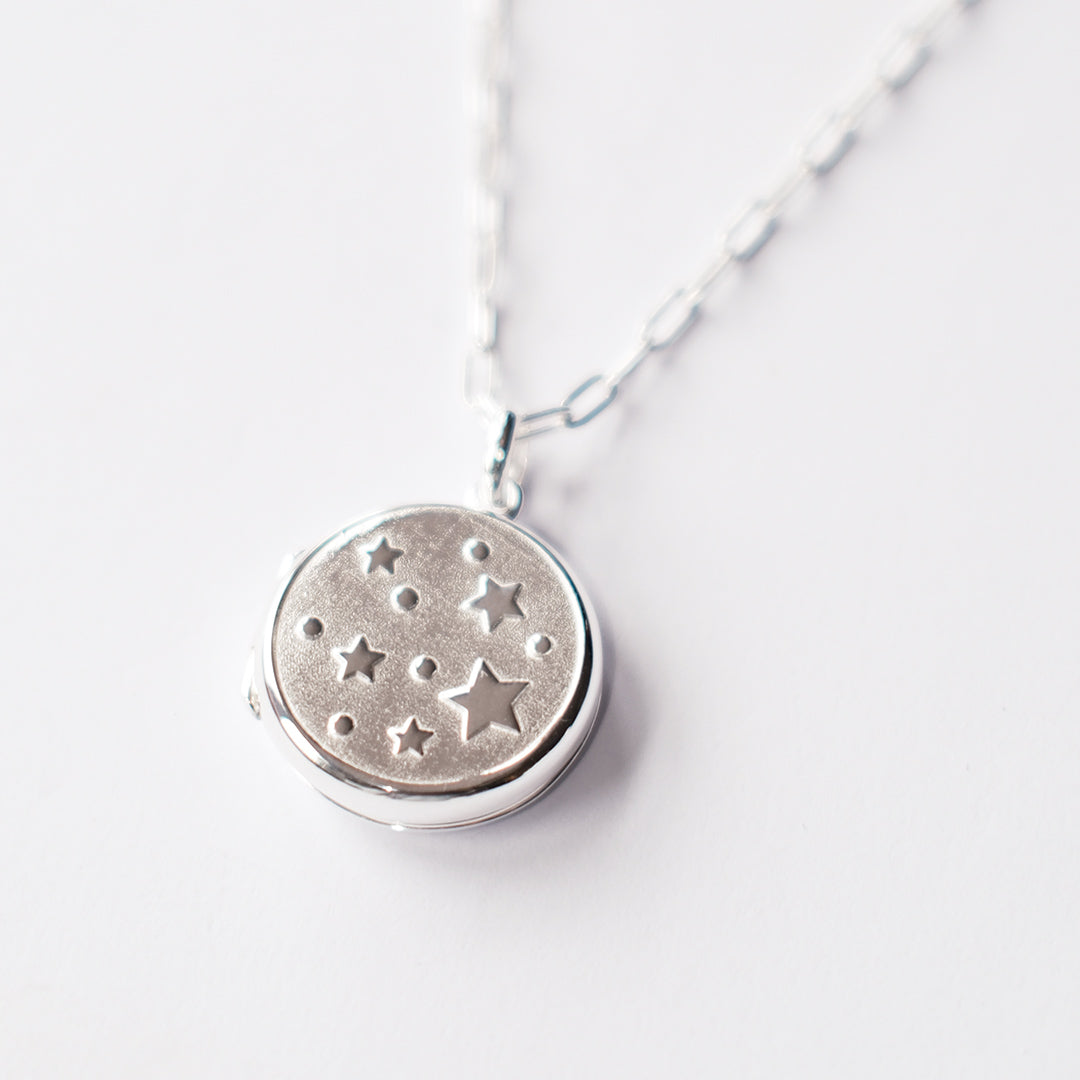 Starburst Locket necklace silver