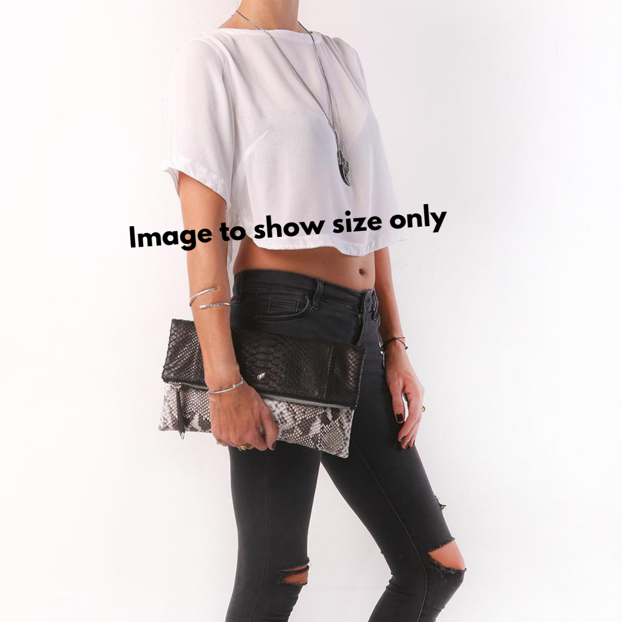 Fold-over Clutch Bag Black & Pink Metallic