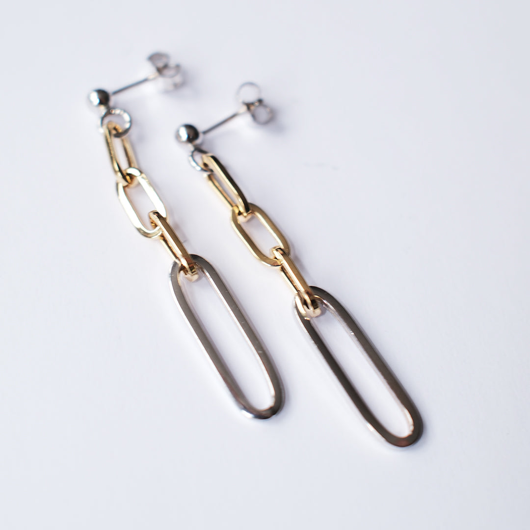 Mixed Metal Drop Chain Earrings