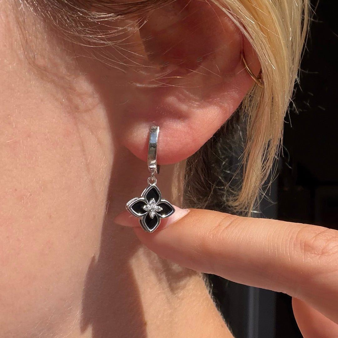 Queen Black Onyx huggie earrings