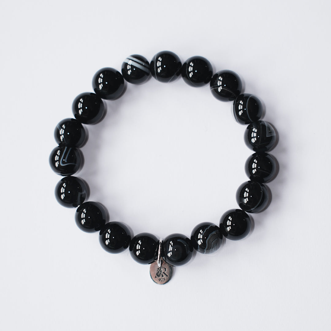 Black Agate Stretch Bracelet