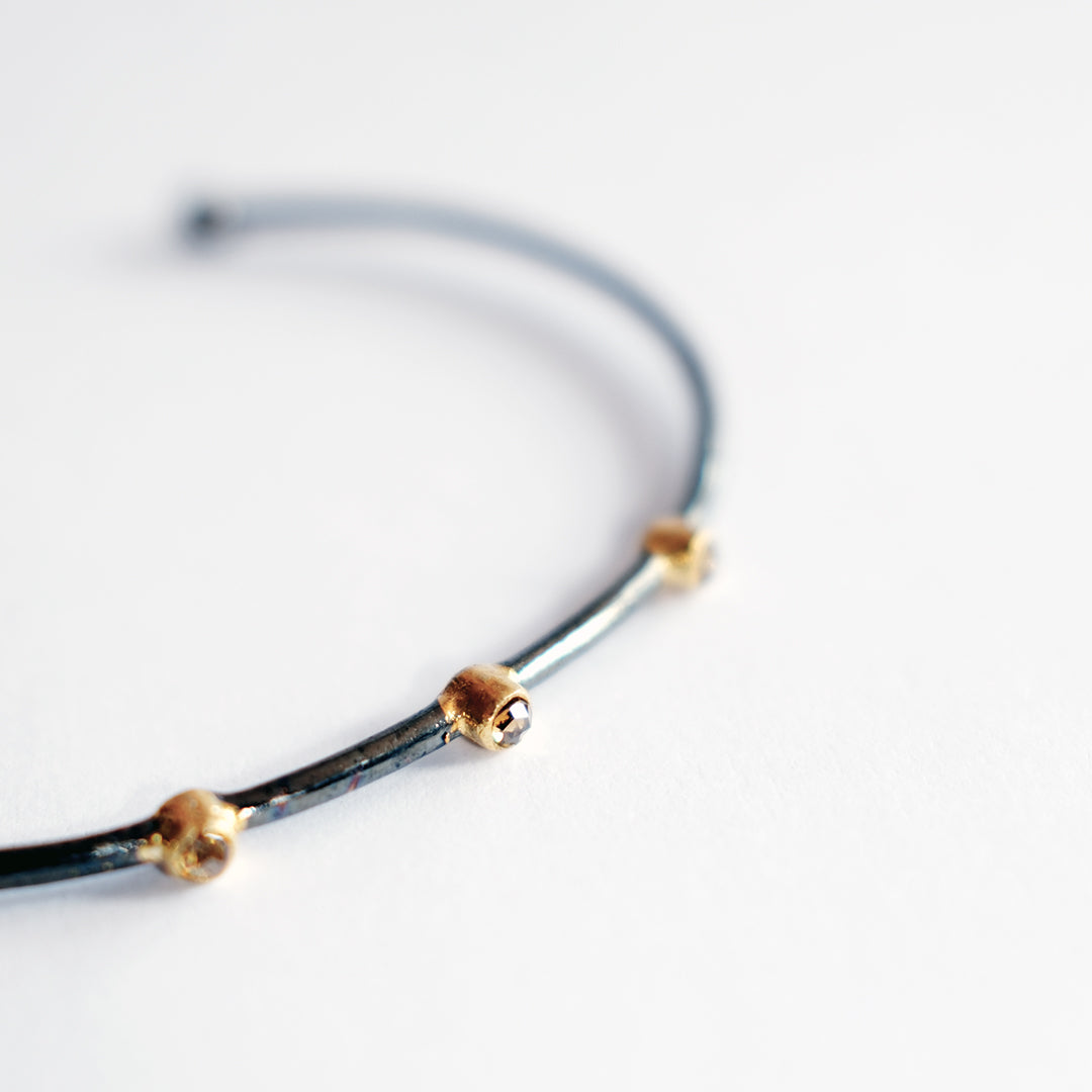 Diamond Mini Dot Torque Bangle
