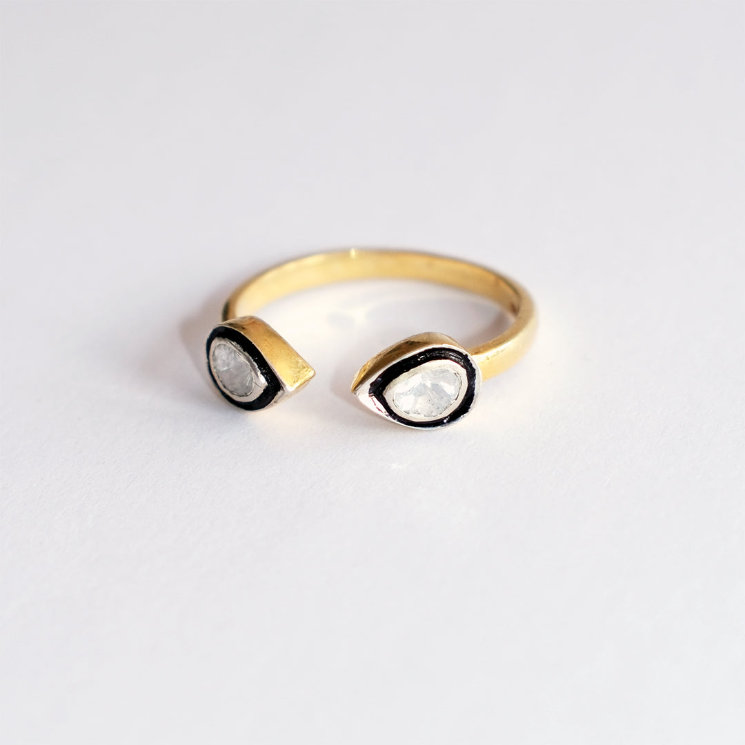 Diamond Double Droplet Ring