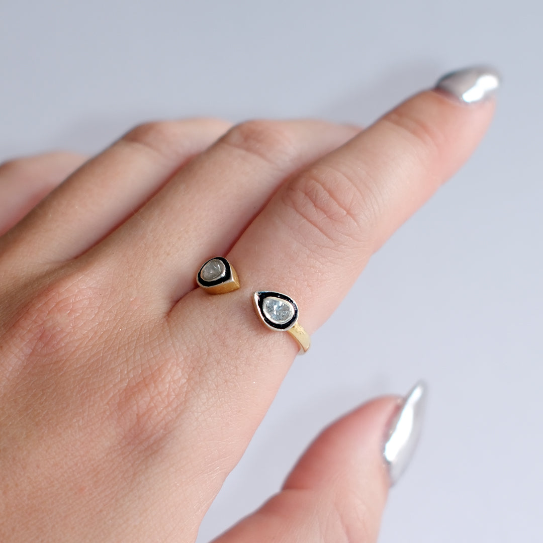 Diamond Double Droplet Ring
