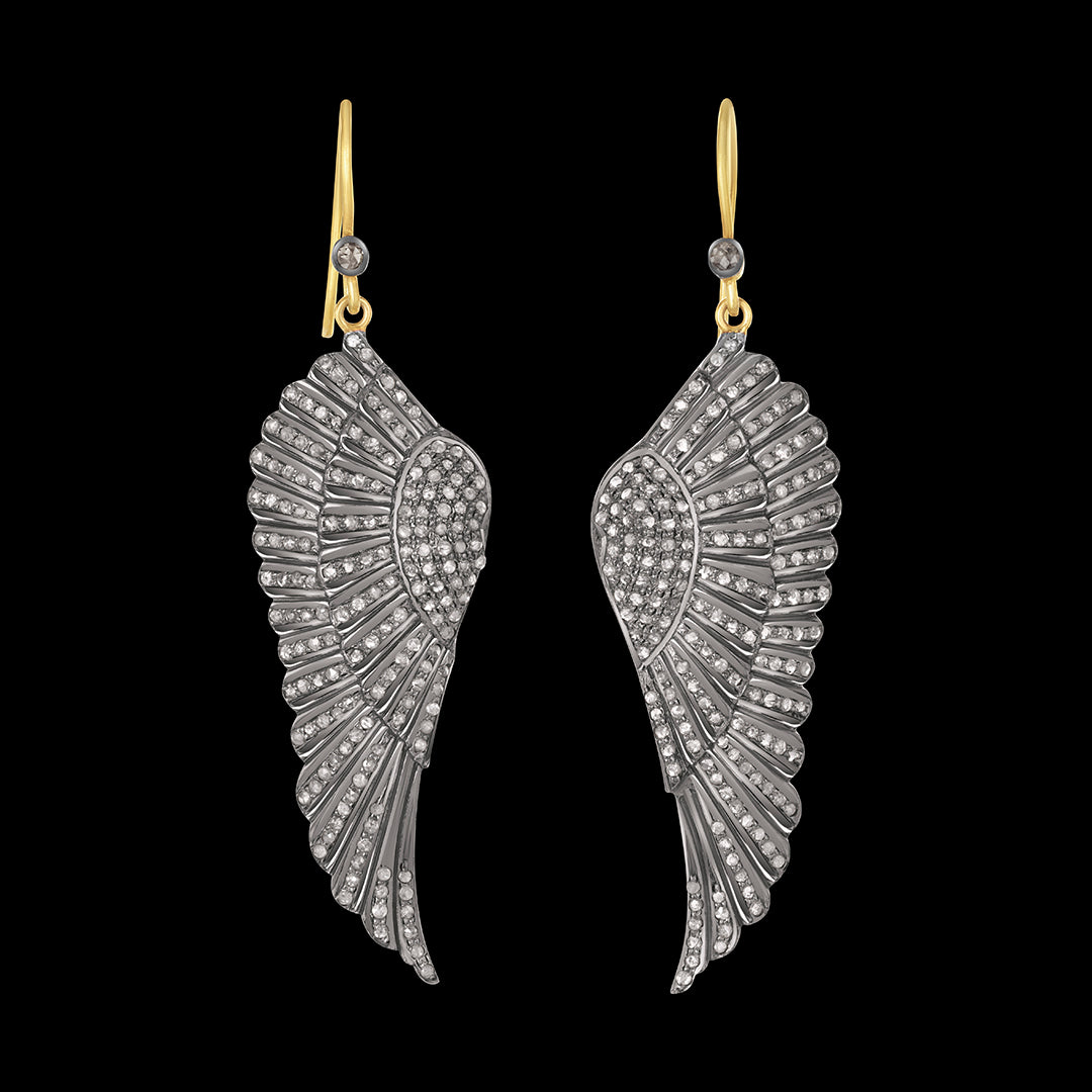 Diamond Large Angel Wing Earrings