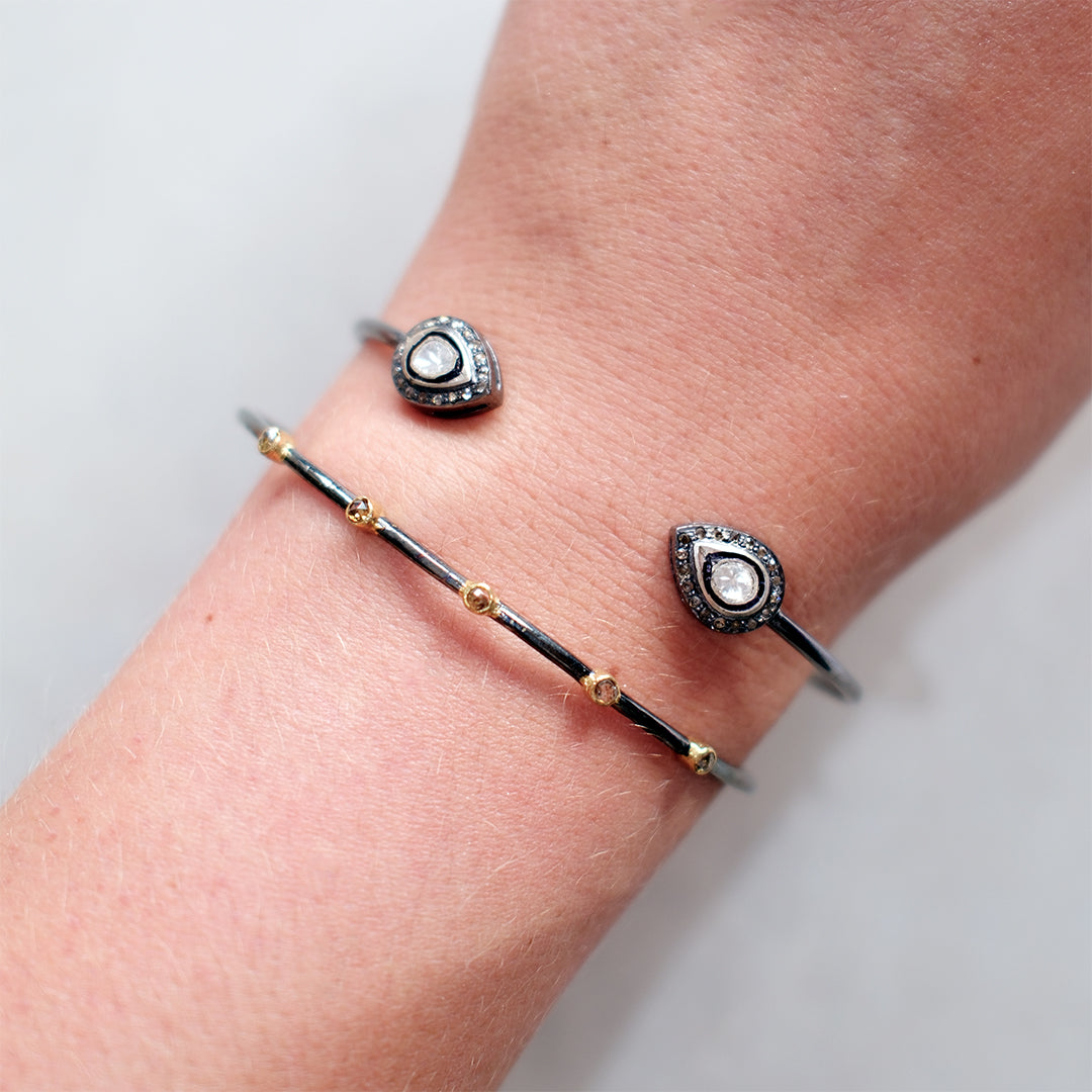 Diamond Teardrop Torque Bangle