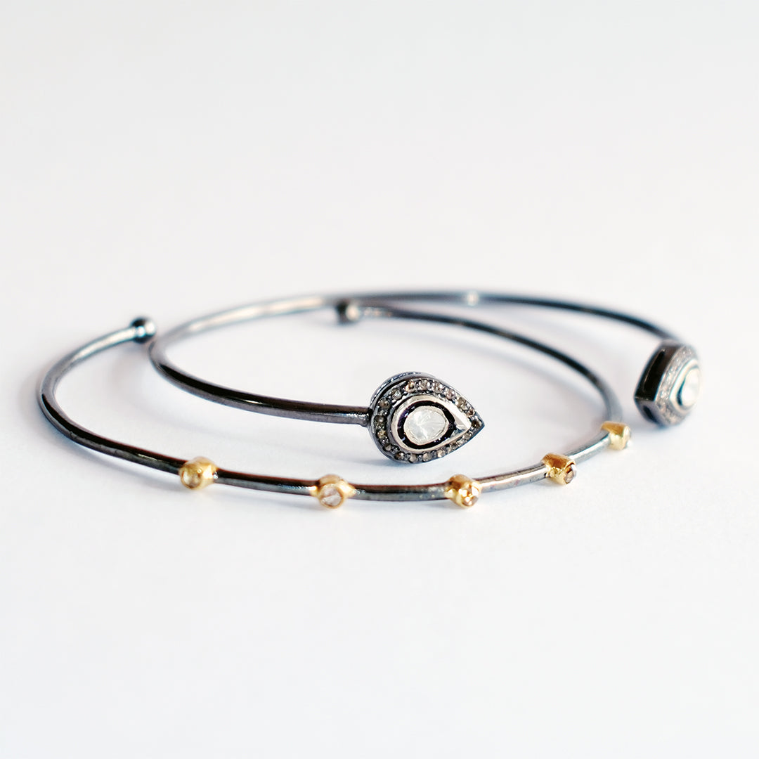 Diamond Teardrop Torque Bangle
