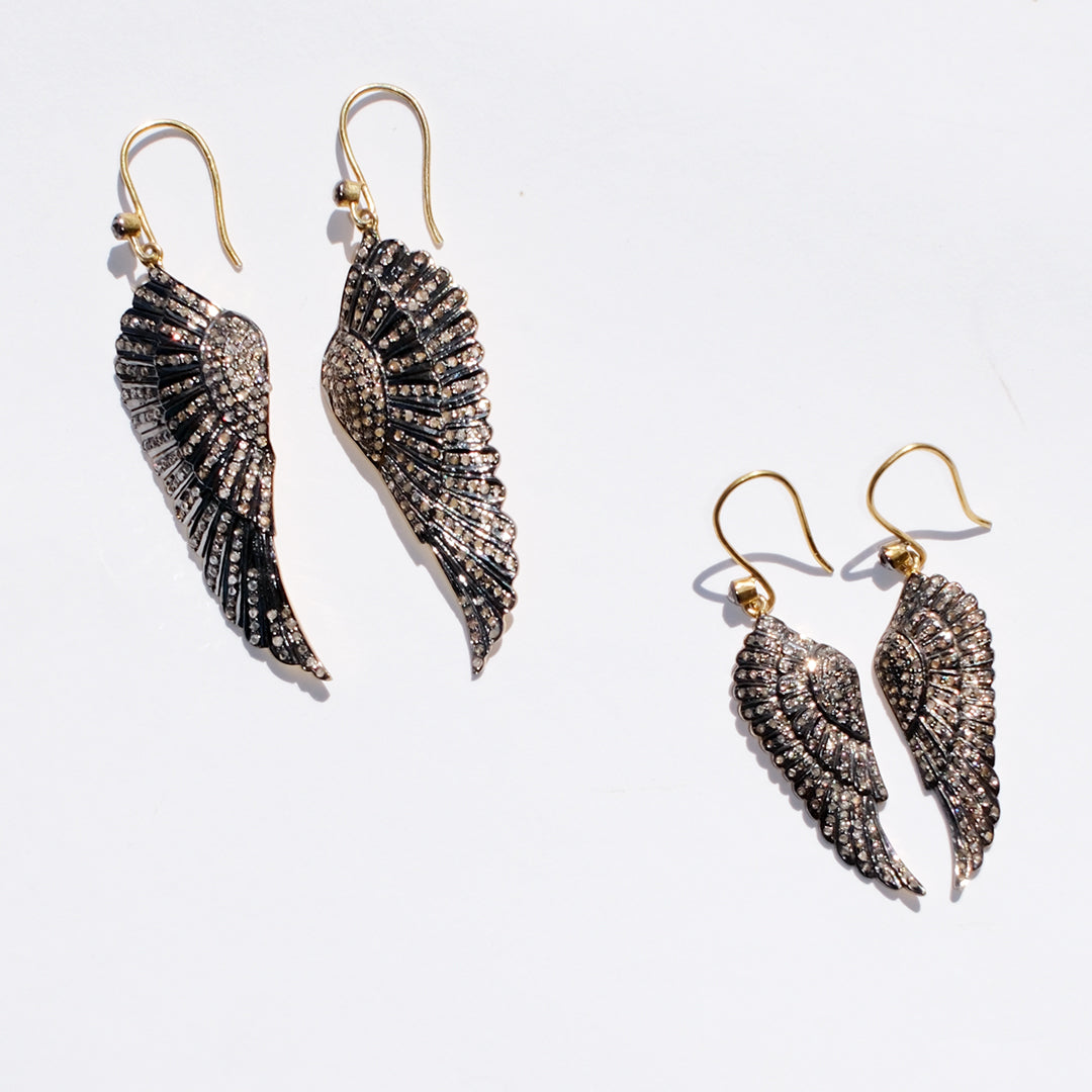 Diamond Large Angel Wing Earrings