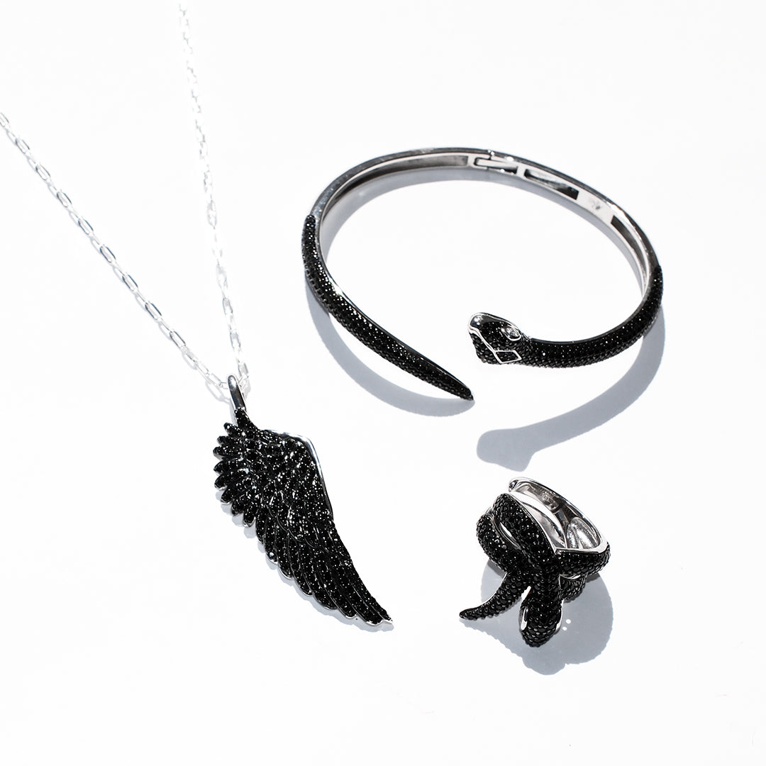 Black Diamanté Medusa Snake bangle