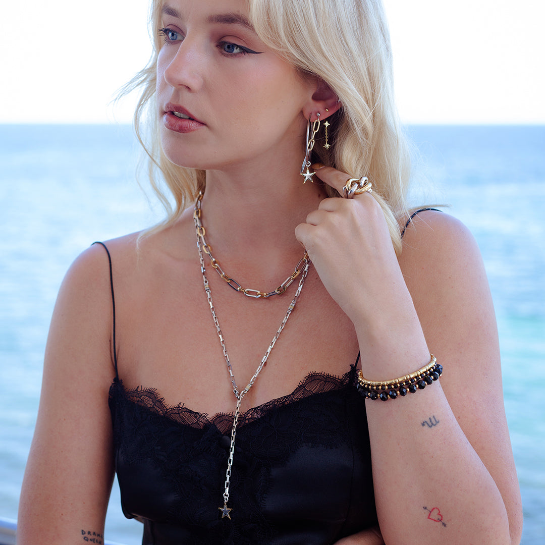 Eclipse Stretch Bracelet - Black & Gold