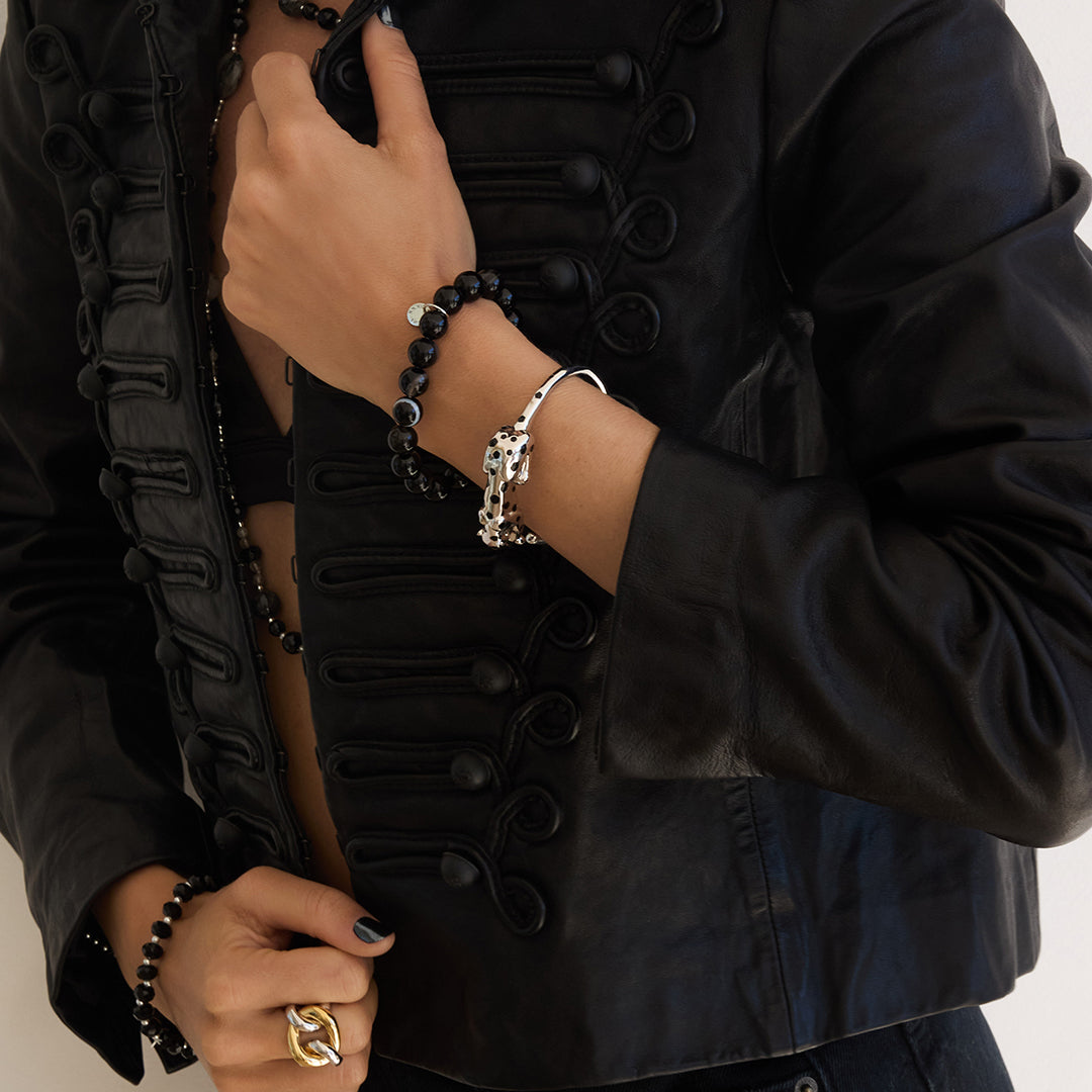 Leopard Love silver bangle