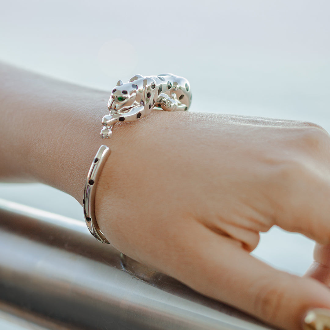 Leopard Love silver bangle