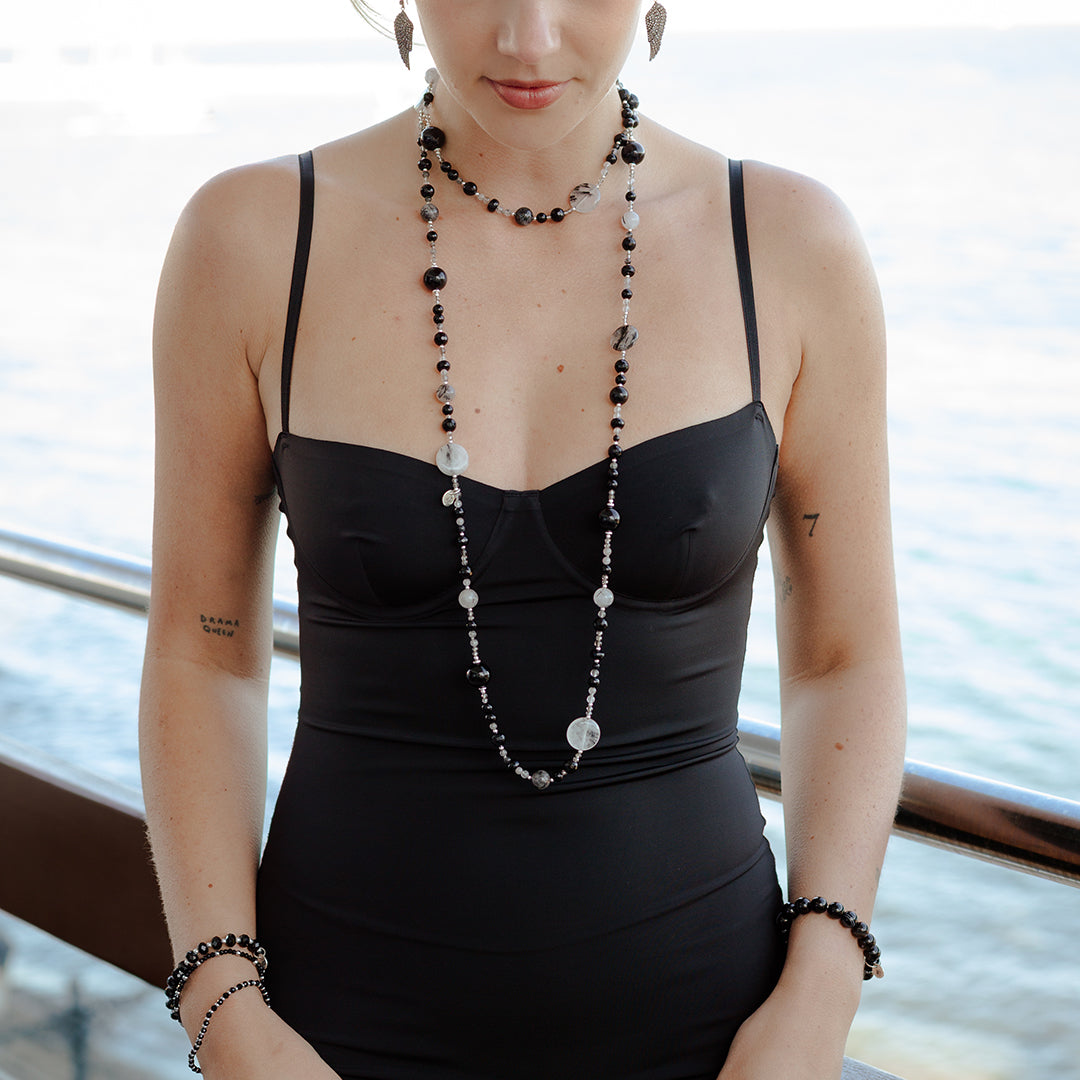 Long Multi Crystal Necklace