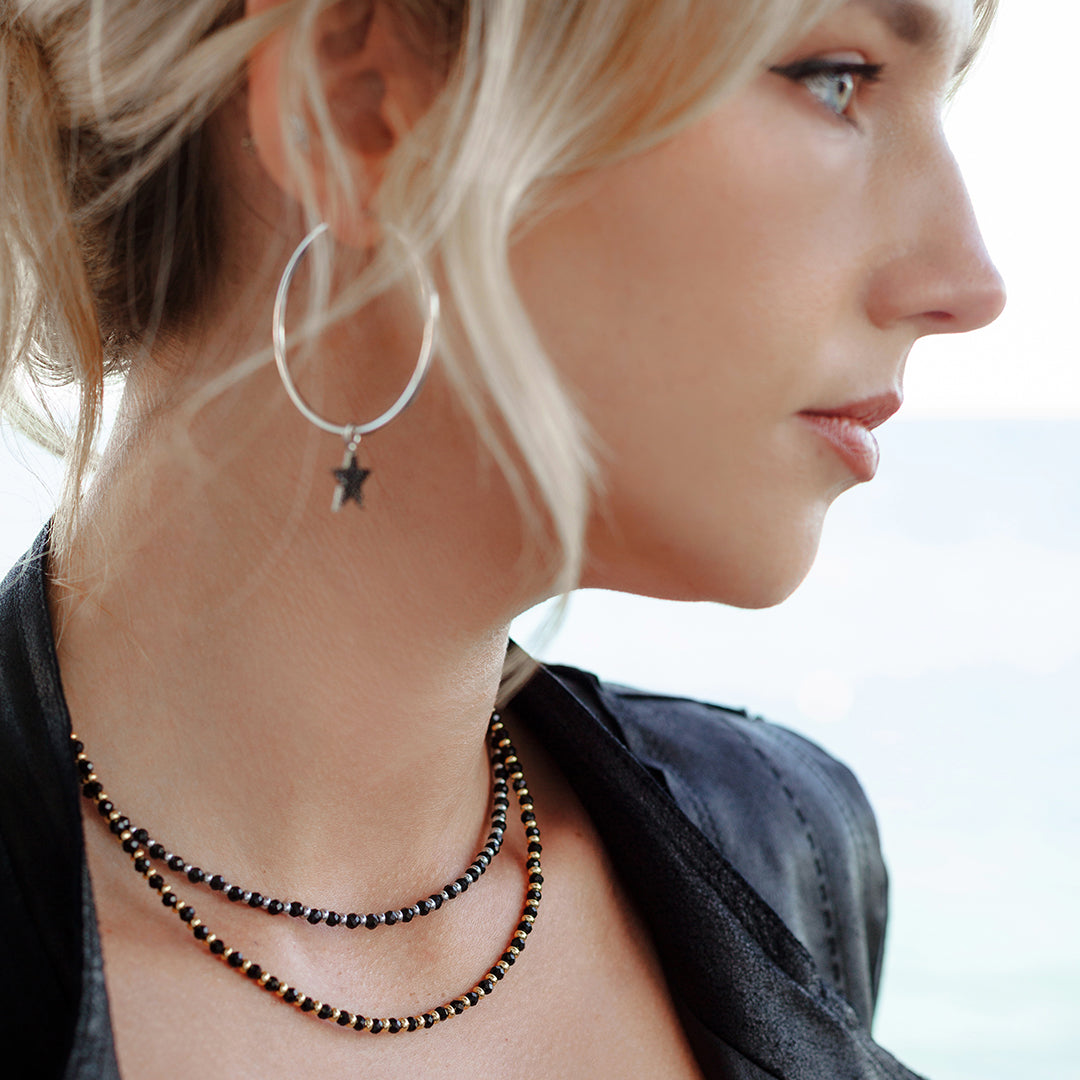 Bowie Hoops Silver - ‘Midnight Black’