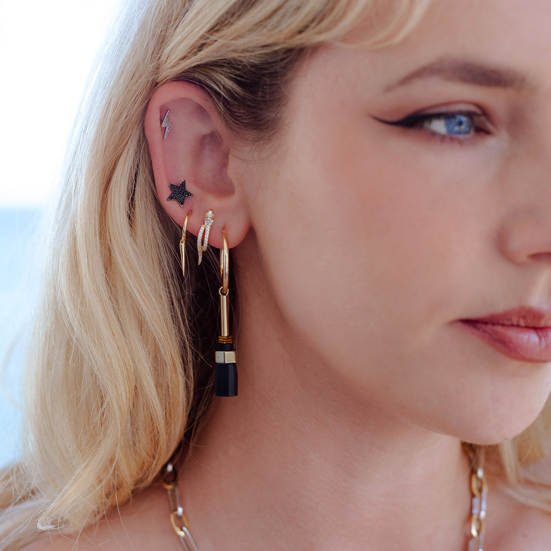 Mix Up Hoop Earrings, black & gold