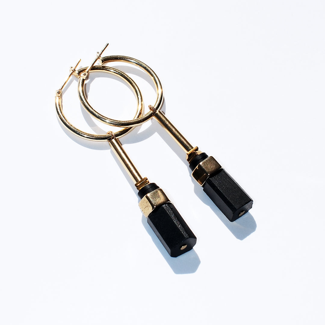Mix Up Hoop Earrings, black & gold