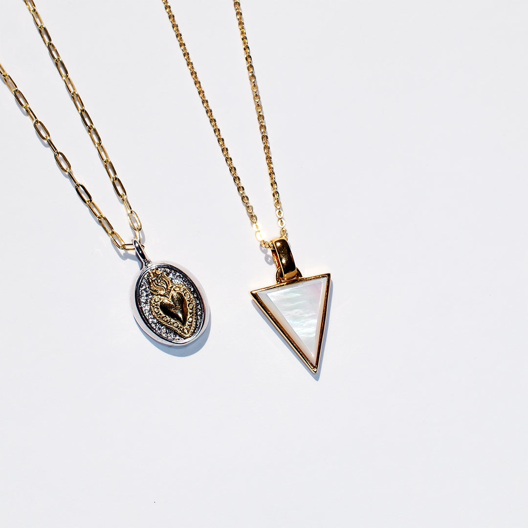 Sacred Heart Coin mixed metal necklace