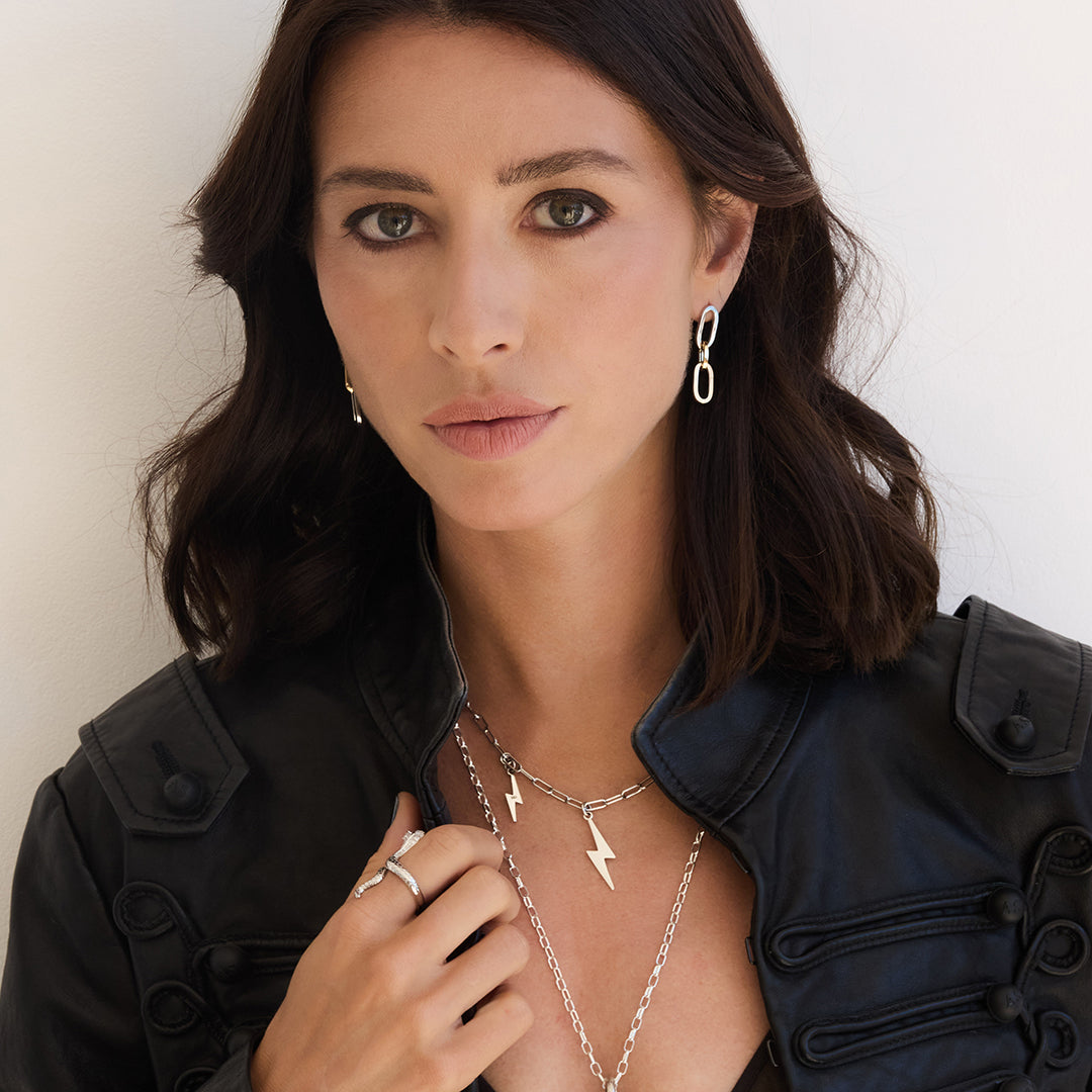 Mixed Metal Paperclip Chain Earrings