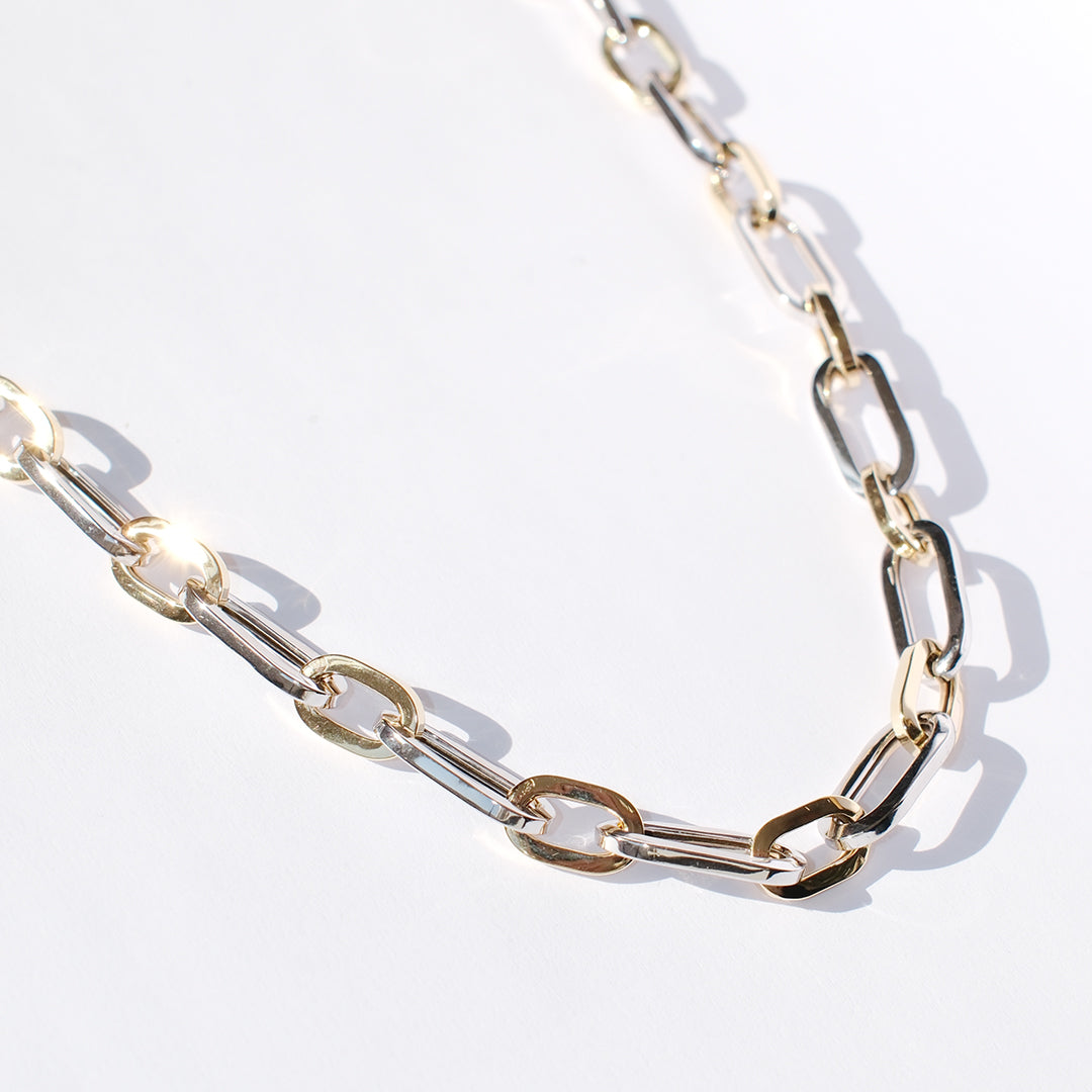 Mixed Metal Paperclip Chain Necklace