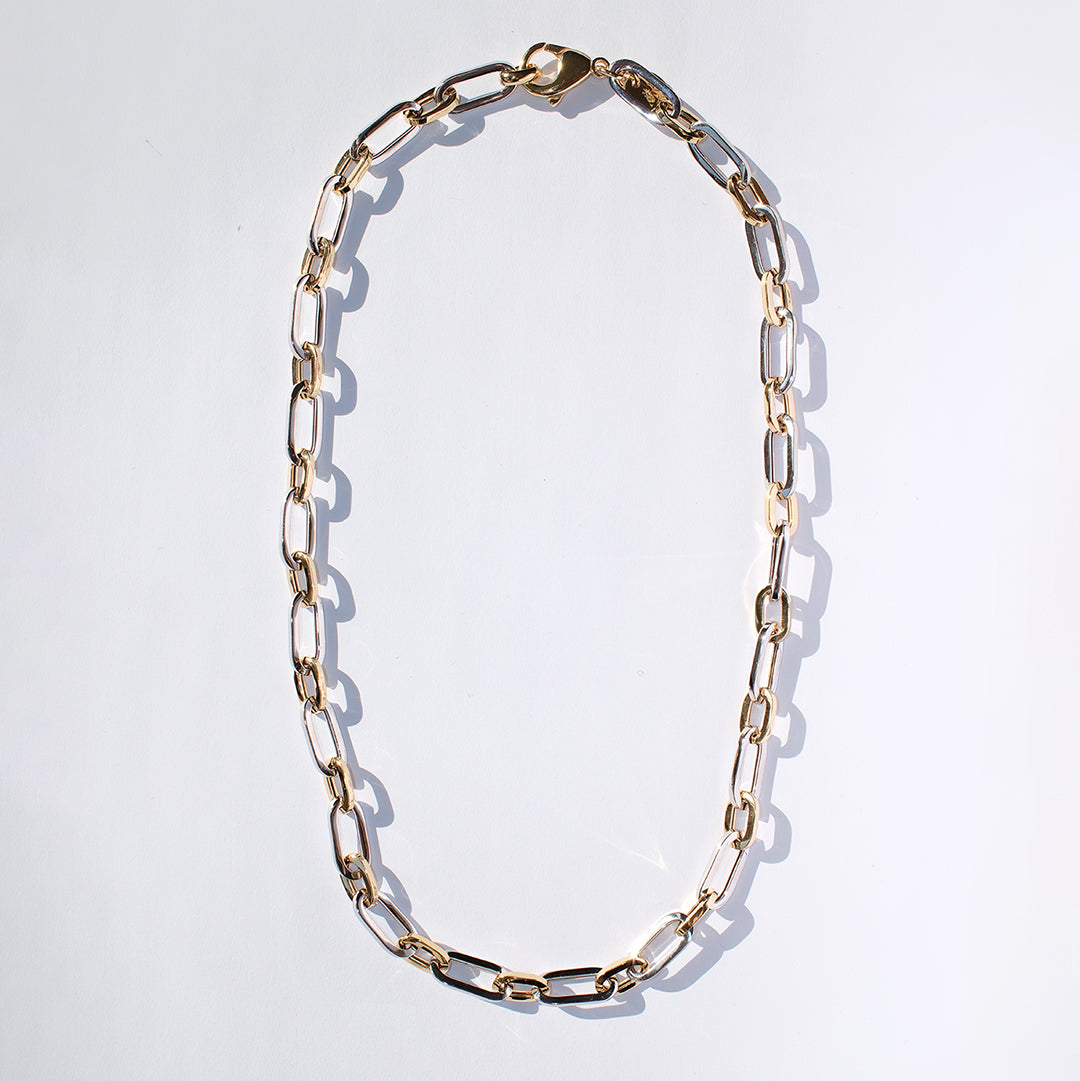 Mixed Metal Paperclip Chain Necklace