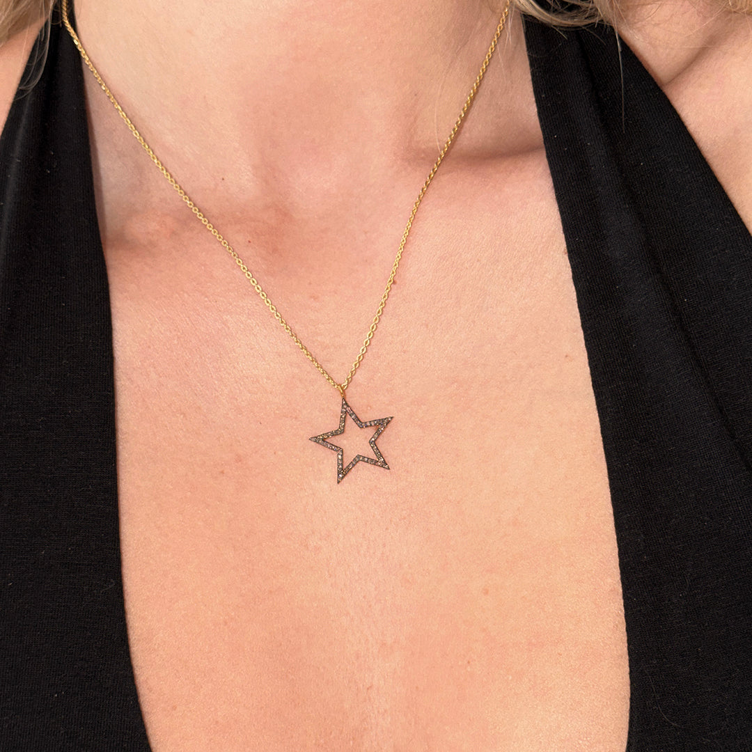 Diamond Open Star Necklace