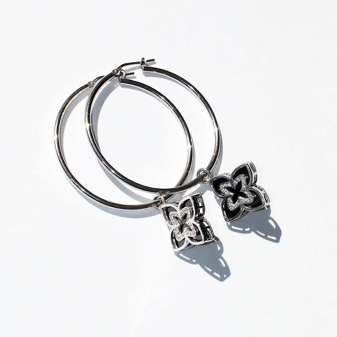 Queen Black Onyx Large Hoops