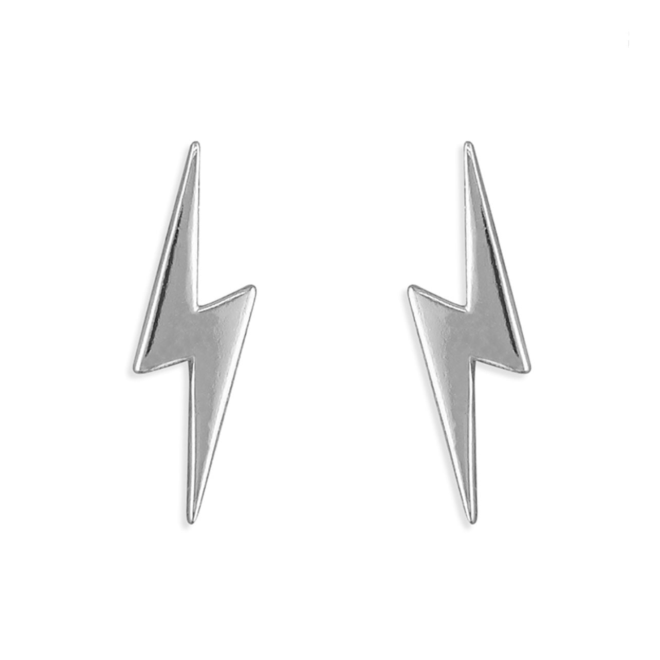 Sterling silver lightning bolt stud earrings, Angel Rocks