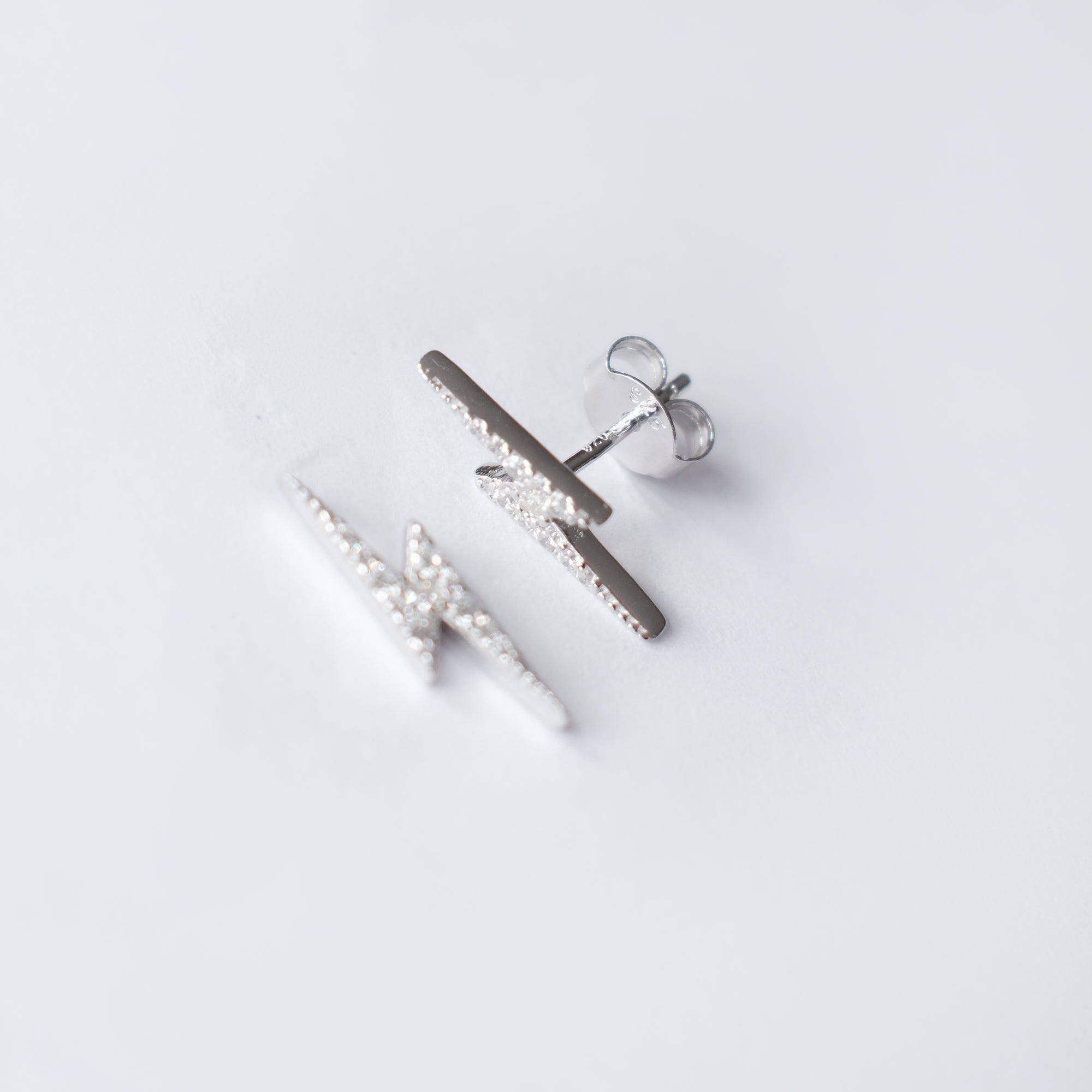 Sterling silver diamanté lightning bolt stud earrings, Angel Rocks