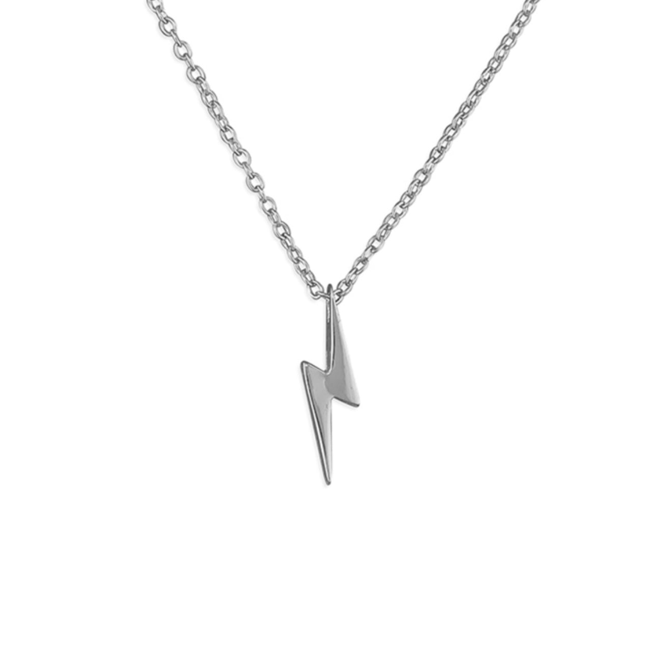 Sterling silver tiny lightning bolt necklace on fine adjustable chain, minimalist statement layering necklace by Angel Rocks