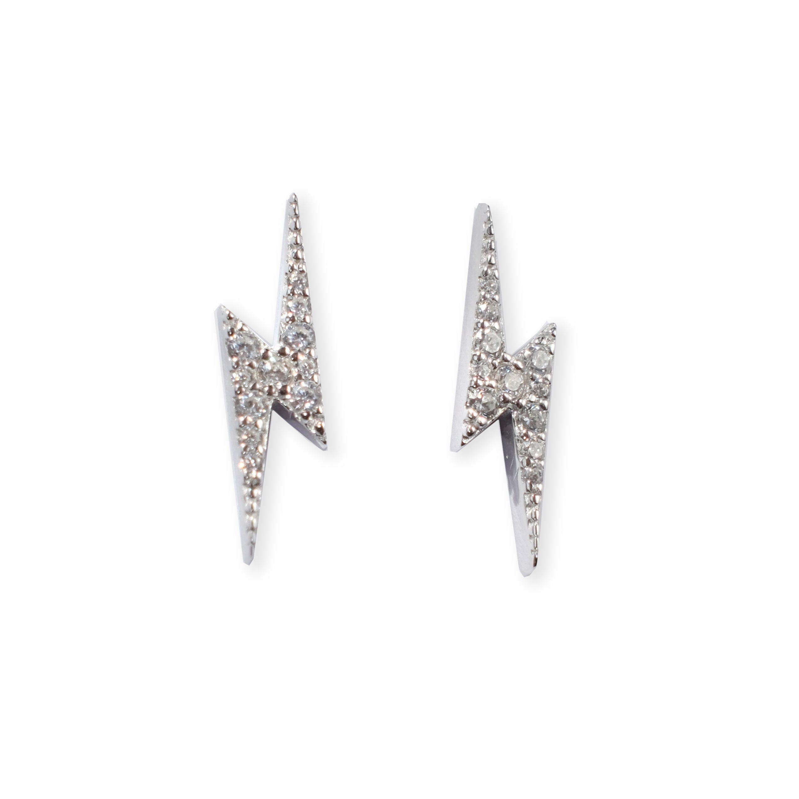 Sterling silver diamante lightning bolt stud earrings, Angel Rocks