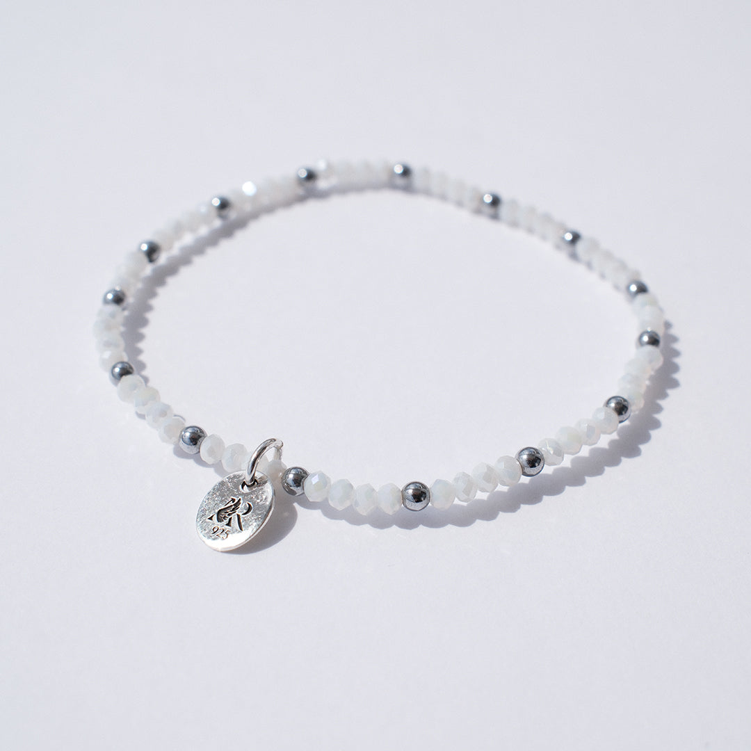 Moonshine Stretch Bracelet - White & Silver