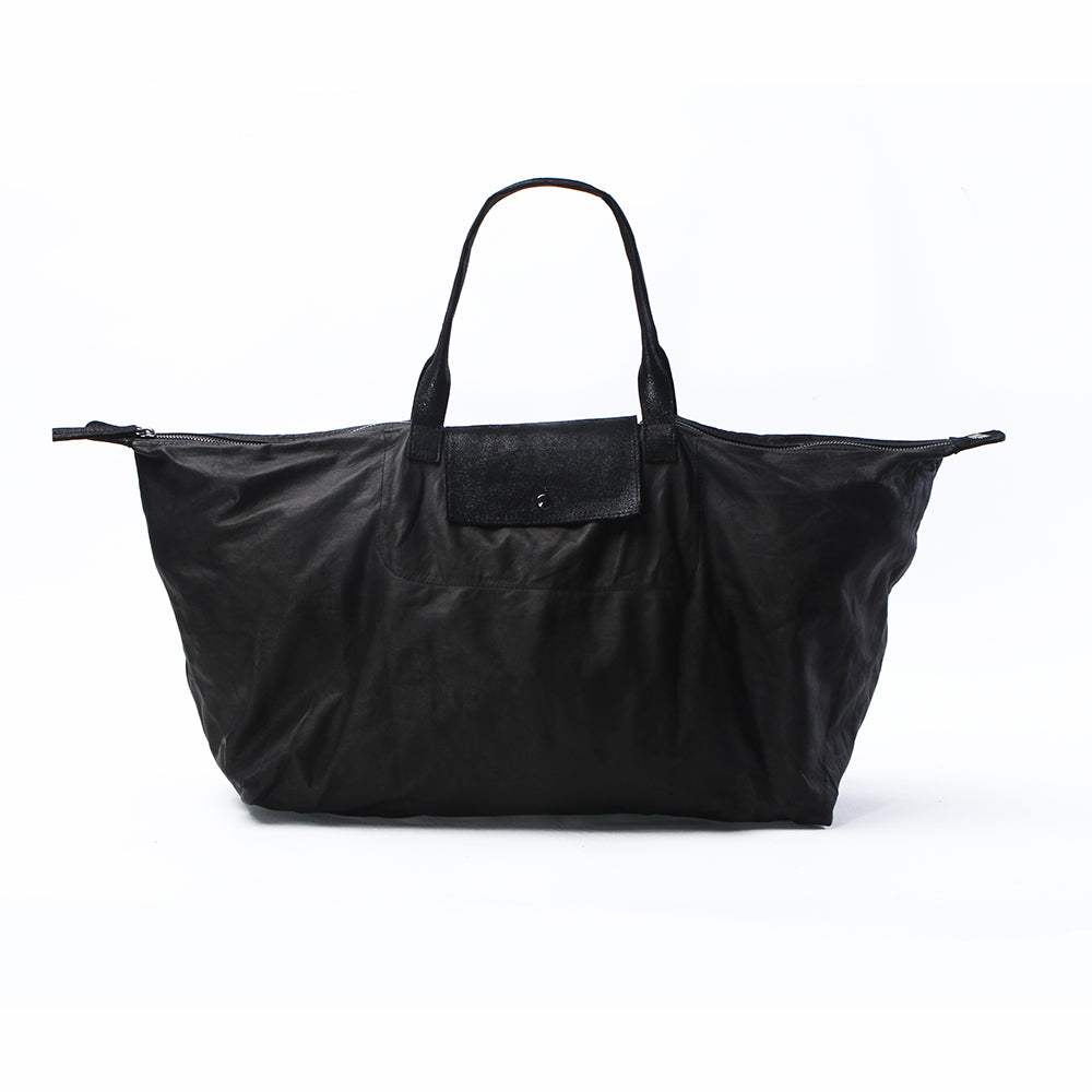 Morrison Soft Leather Foldaway Holdall Black