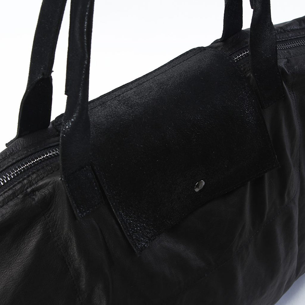 Morrison Soft Leather Foldaway Holdall Black