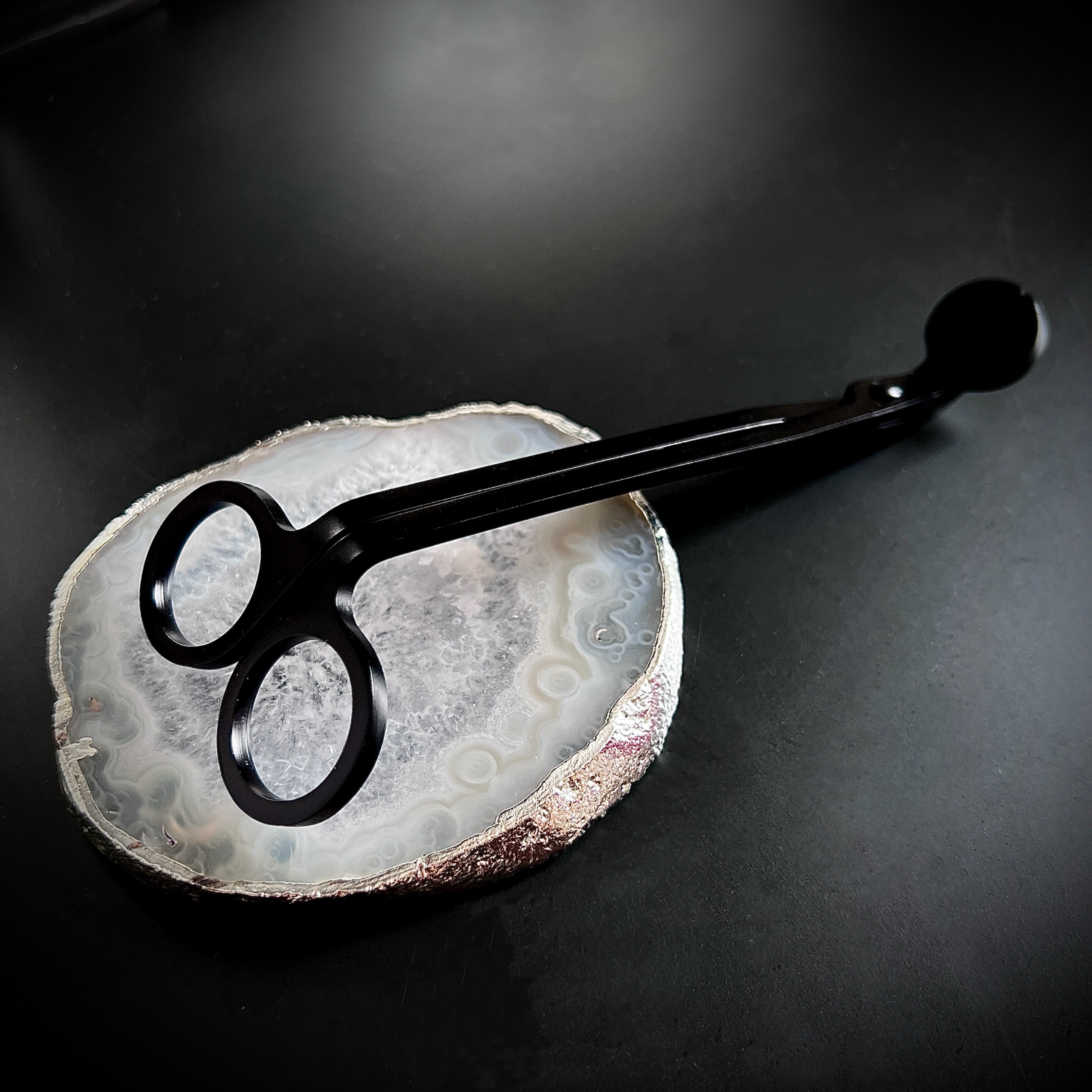 Clear Quartz Coaster silver edge