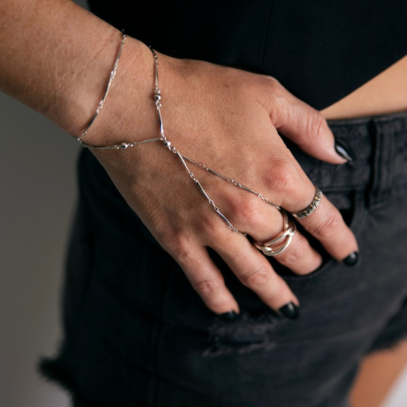 Hand Chain Bracelet silver
