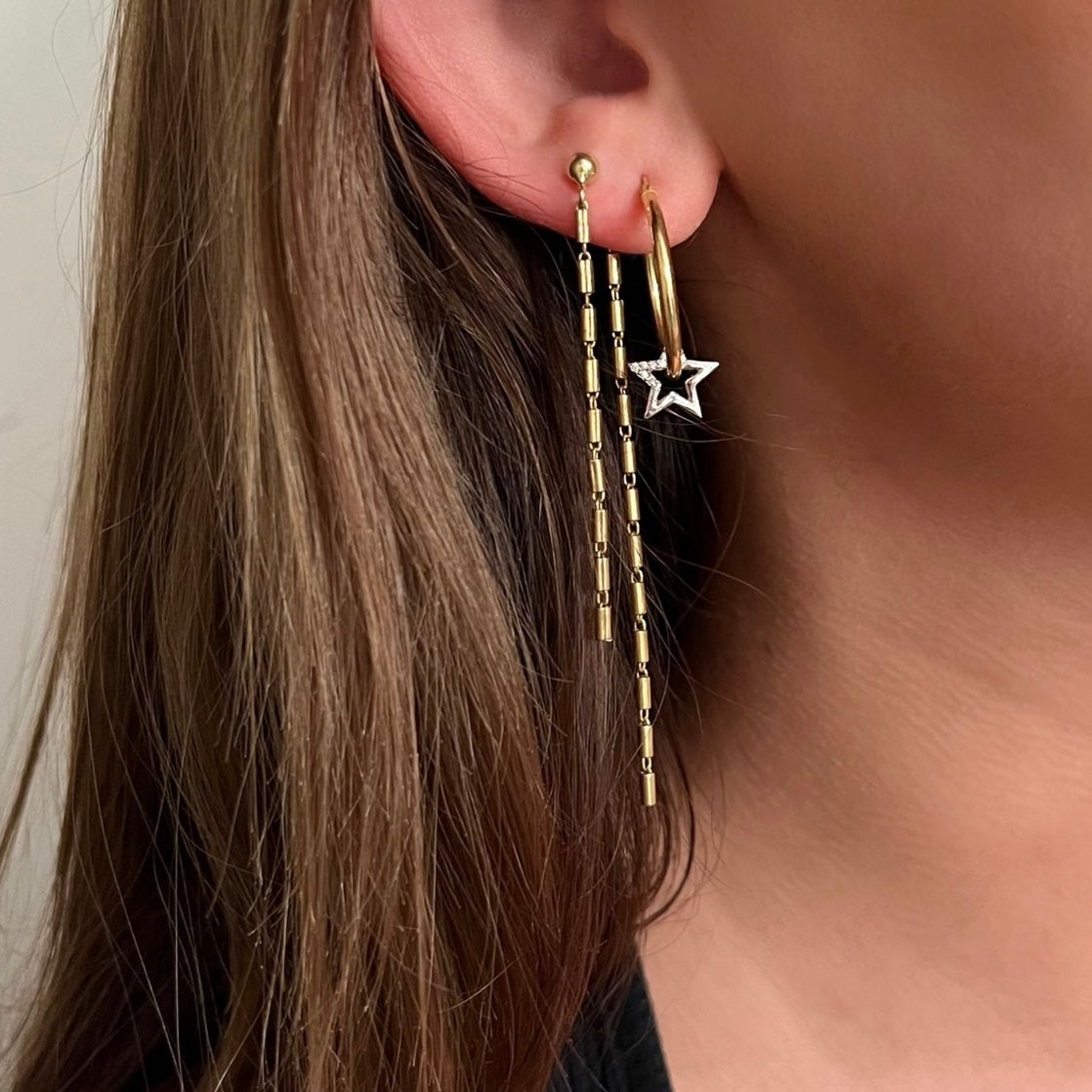 Gold Ball and Chain earrings