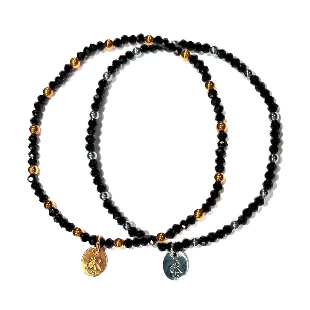 Midnight Stretch Bracelet - Black & Gold