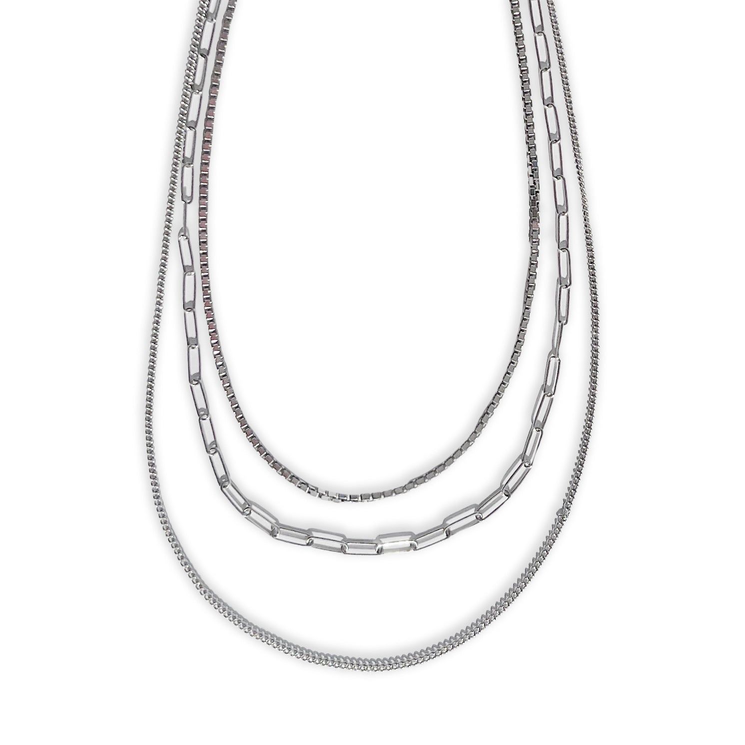 Multi Chain Silver Necklace