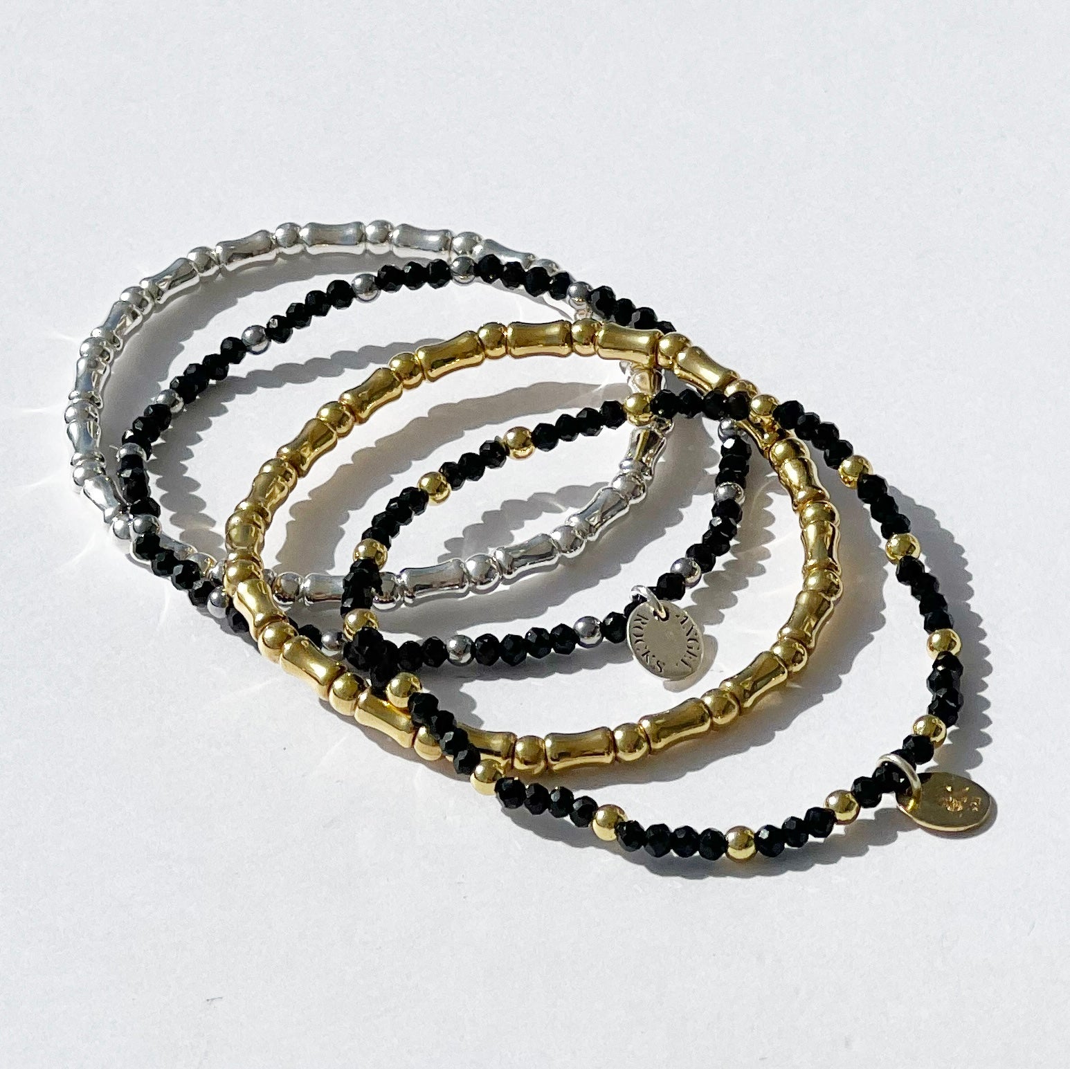 Midnight Stretch Bracelet - Black & Gold