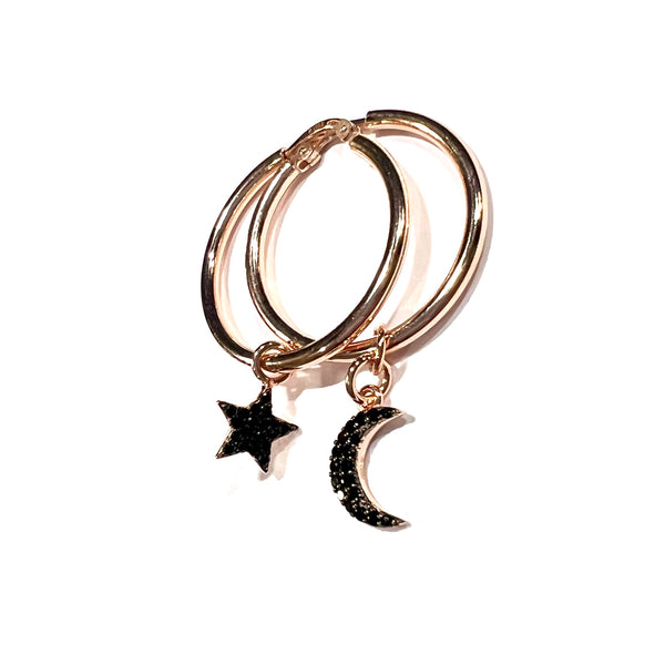Small Hoops Rose Gold - ‘Blk Cosmic’