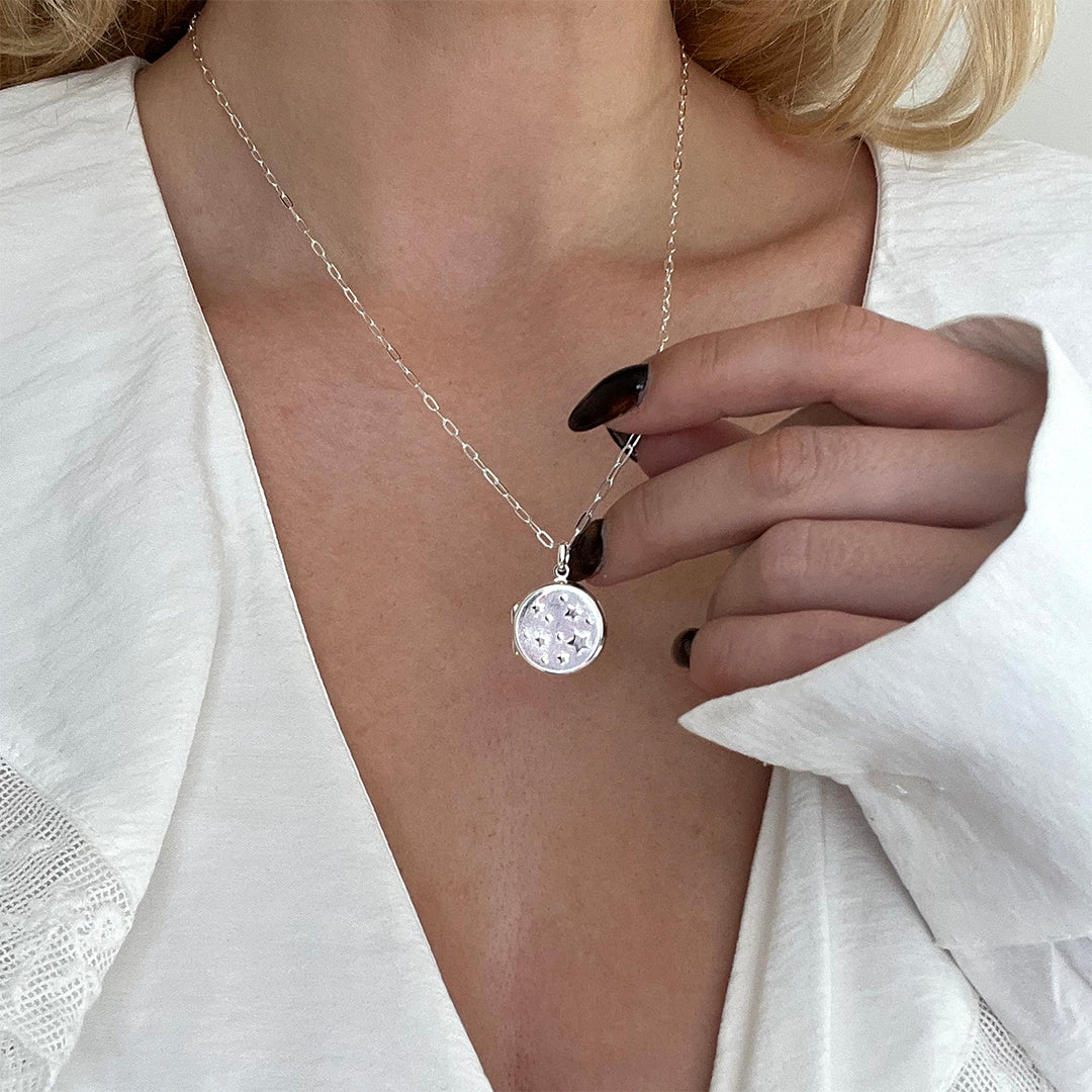 Starburst Locket necklace silver