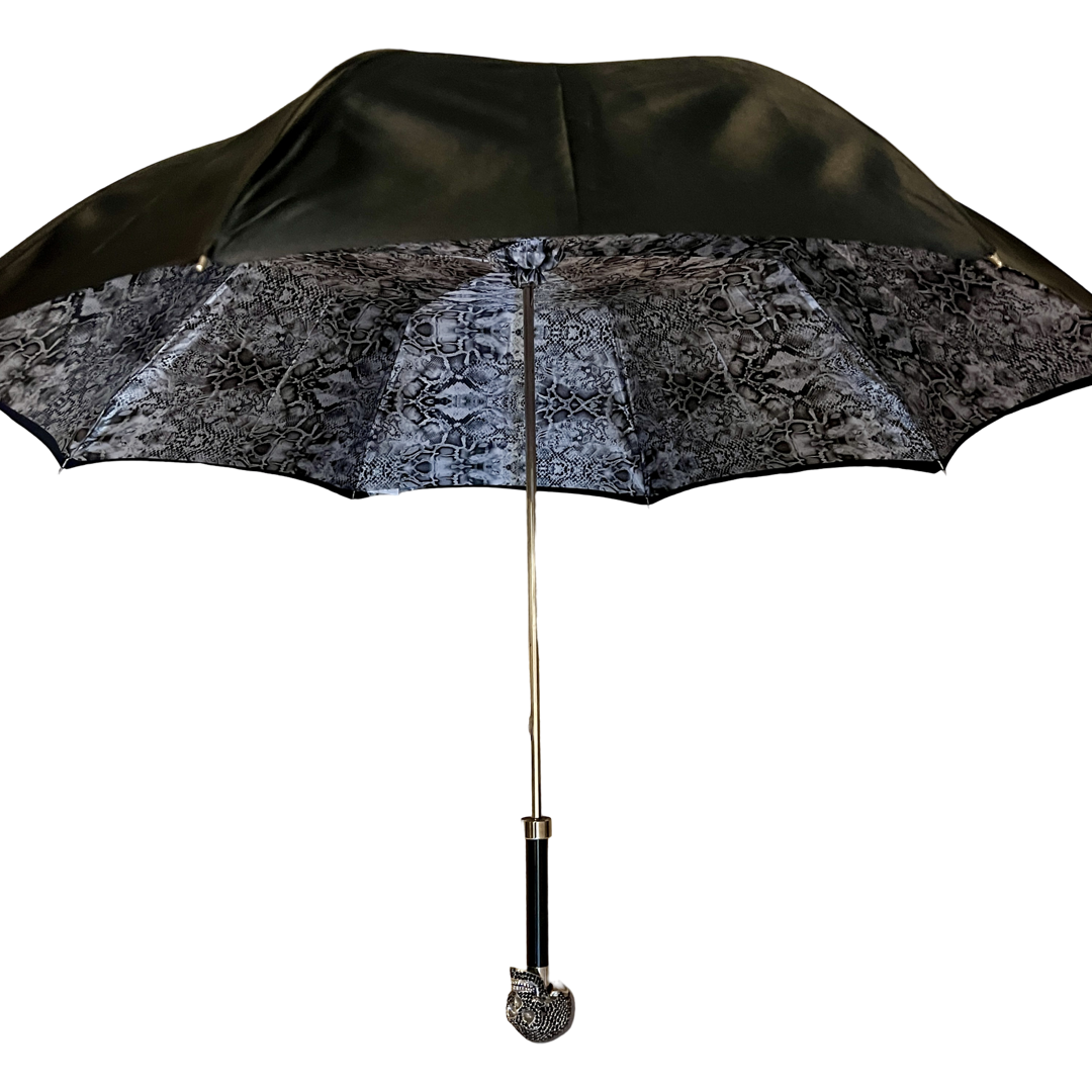 Black Diamante Skull Umbrella, full length