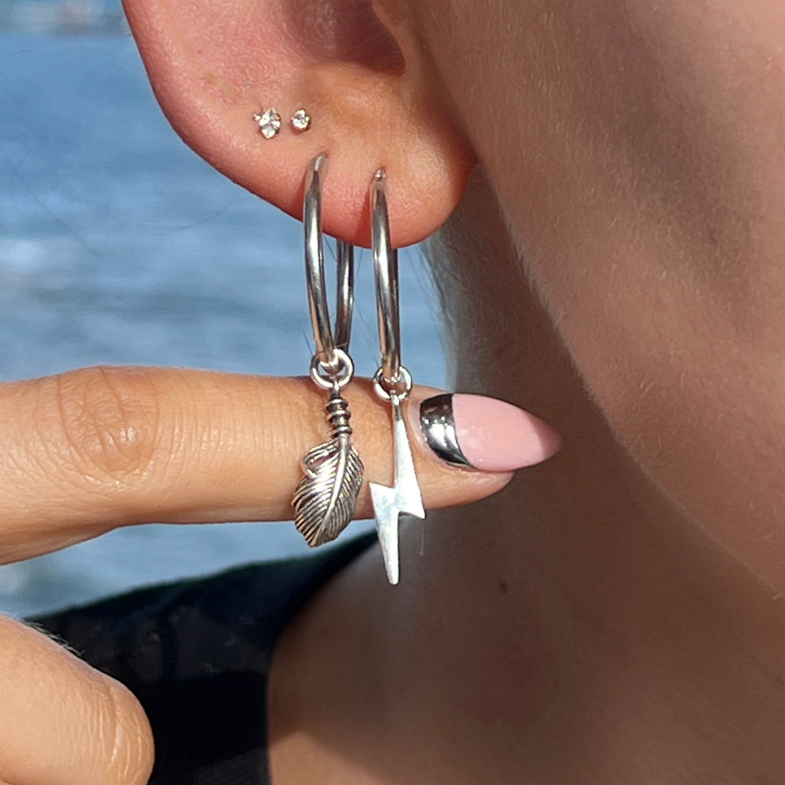 Small Hoops - ‘Feather & Bolt’