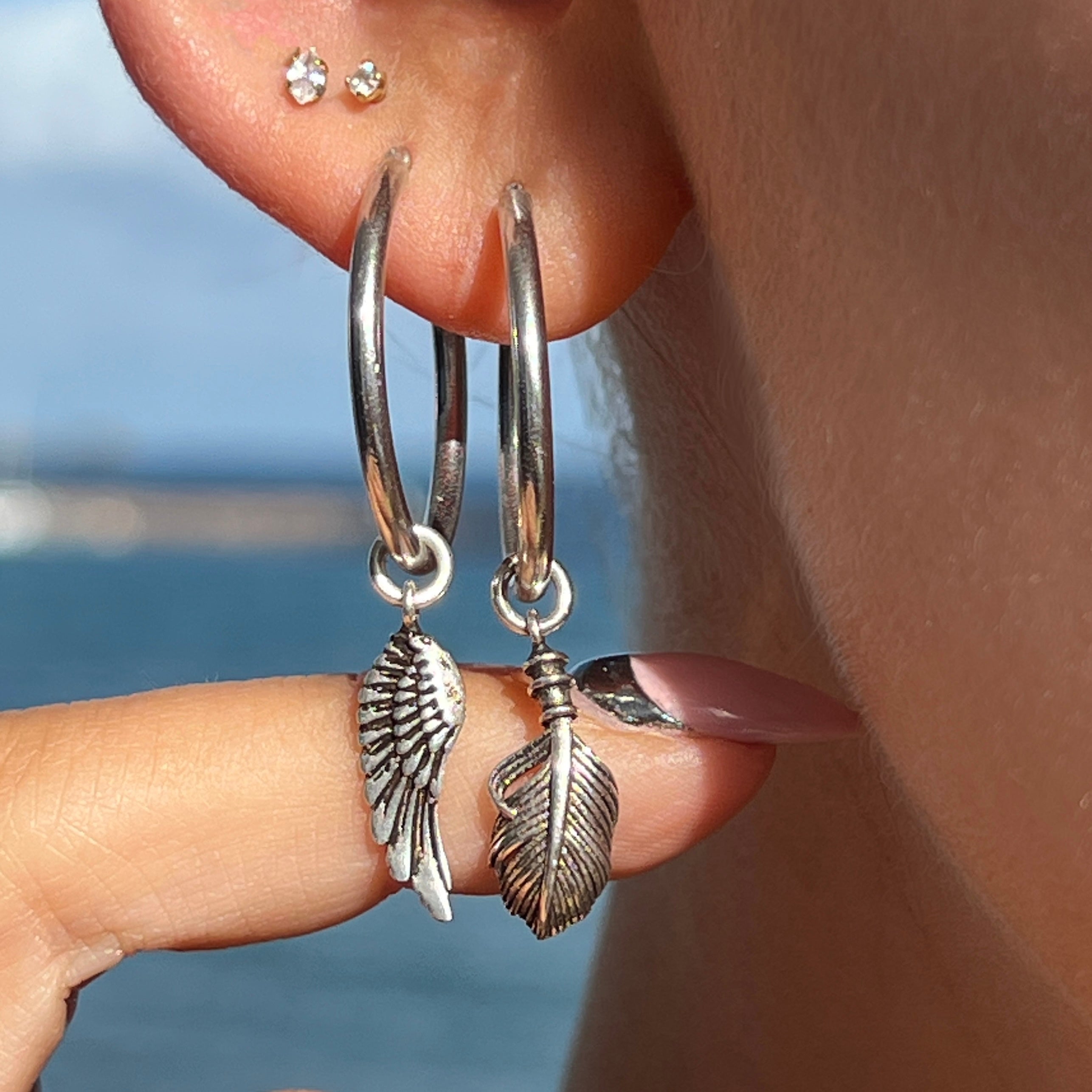 Small Hoops - ‘Wing & Feather’