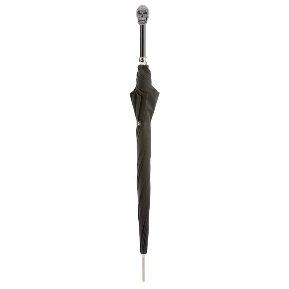 Black Diamante Skull Umbrella, full length